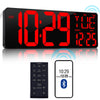 CYMHCHL Large Digital Wall Clock 17.2" Bluetooth Auto Time Sync Led Digital Clock Large Display 11 RGB Colors Auto-Dimming/DST Big Timer with Remote Control for Living Room Classroom Decor Garage Gym