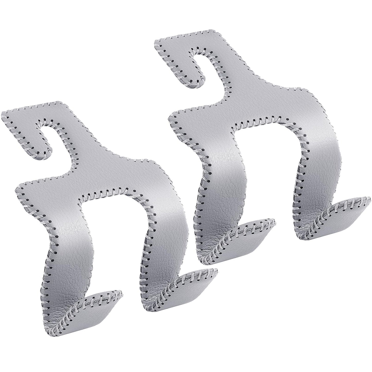 Car Seat Hooks, Cars Backseat Headrest Hangers Genuine Leather Stylish Vehicle Organizer Holders for Purse Clothes Hat Grocery, 2 Pack, Gray