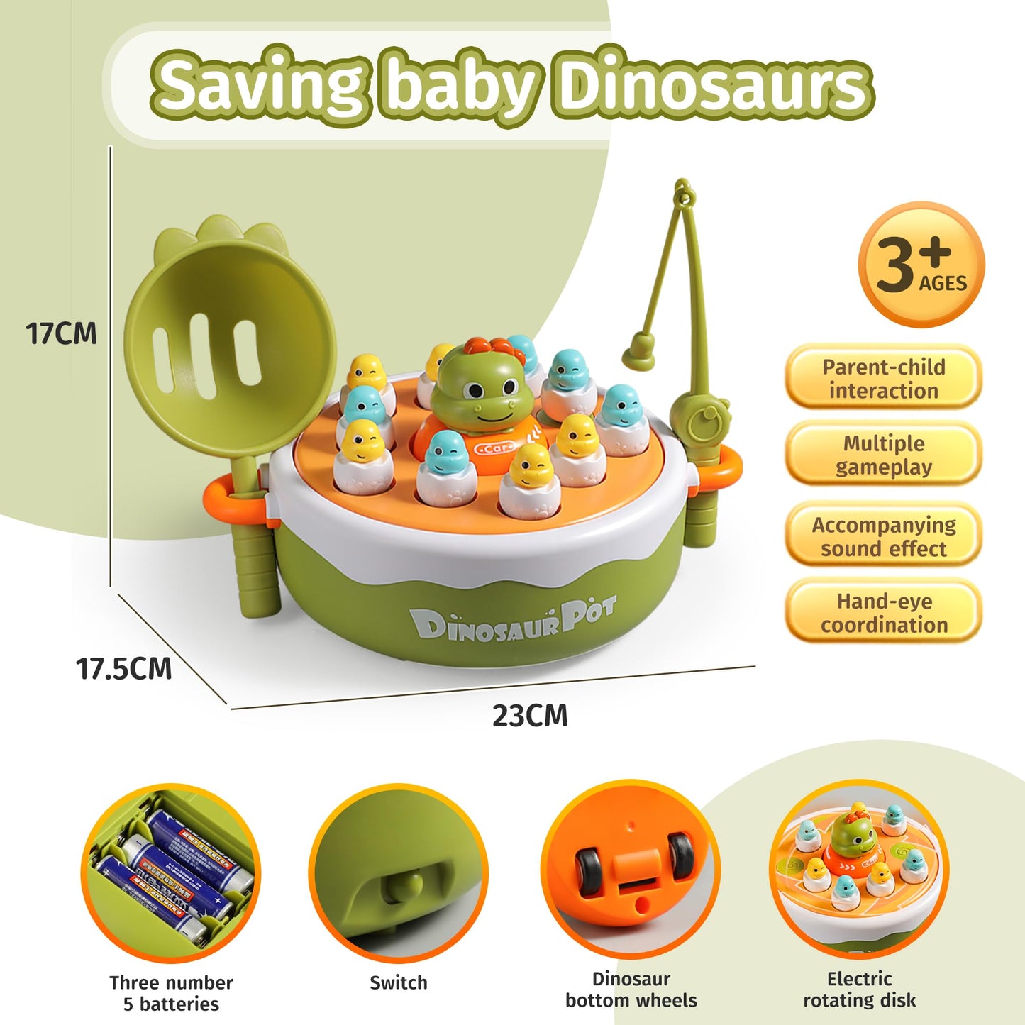 Dinosaur Rotating Board Game | Family Game Toys | Music Rotating Board Game | Birthday Gifts for Boys and Girls Aged 6-8 | Toys for 3-6 Years Old |