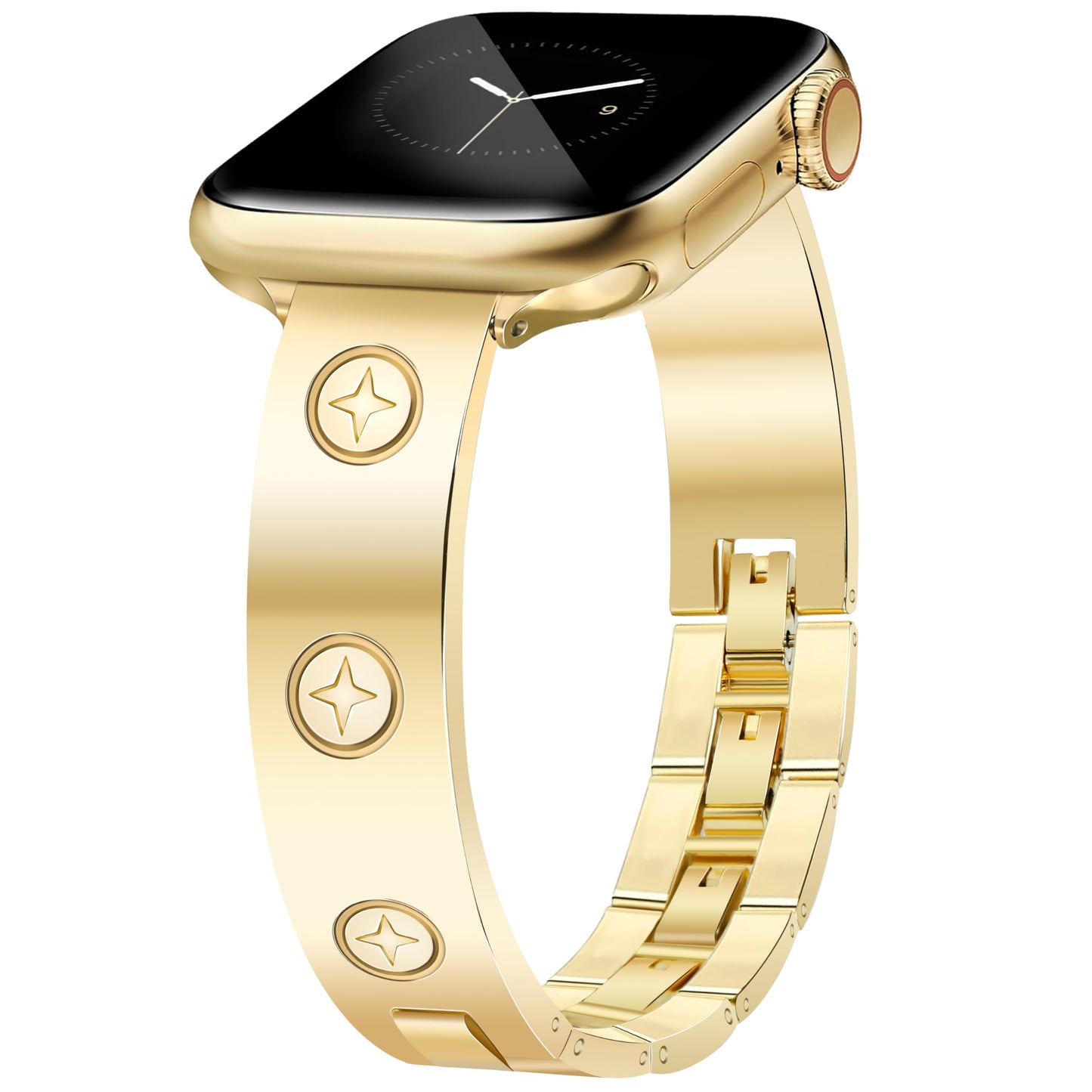 MOINSPIRE Gold Watch Bands for Women Compatible Apple Watch 40mm 41mm 38mm 42mm 46mm 44mm 45mm 49mm, Adjustable Dressy Metal Jewelry Bracelet Strap for iWatch Series 10 9 8 7 6 5 4 3 2 1 SE Ultra