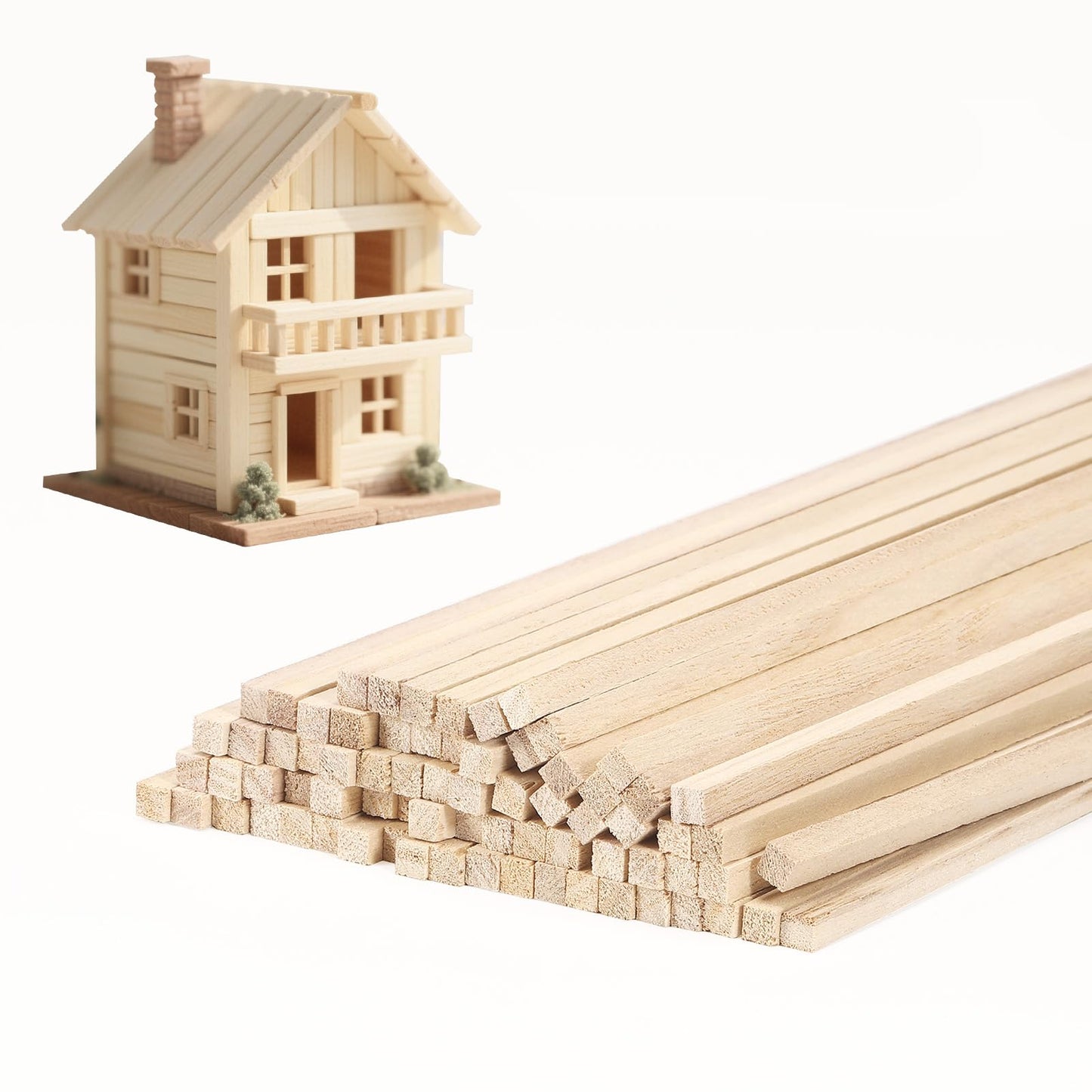 300 Pcs Balsa Wood Sticks 1/8 x 1/8 x 12 Inch balsa Wood Strips Hardwood Square Dowels balsa Wood dowels Unfinished Wooden Strips for Craft DIY Supplies Square Wooden dowels