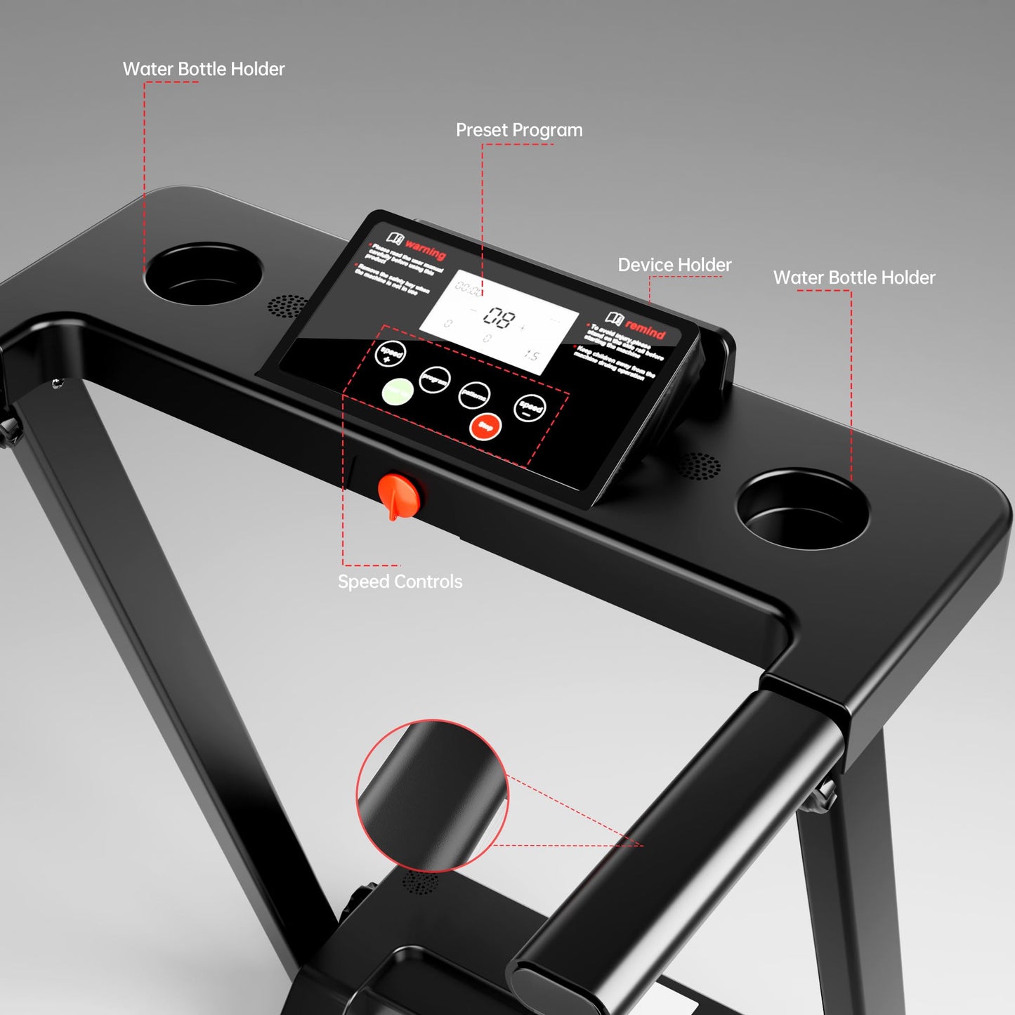 Treadmills for Home, KEY2FUN Portable Foldable Treadmill, Walking Pad with Handle Bar, Lightweight Folding Treadmill with 300 LBS Capacity, 3.0 HP Walking Pad with LED Display