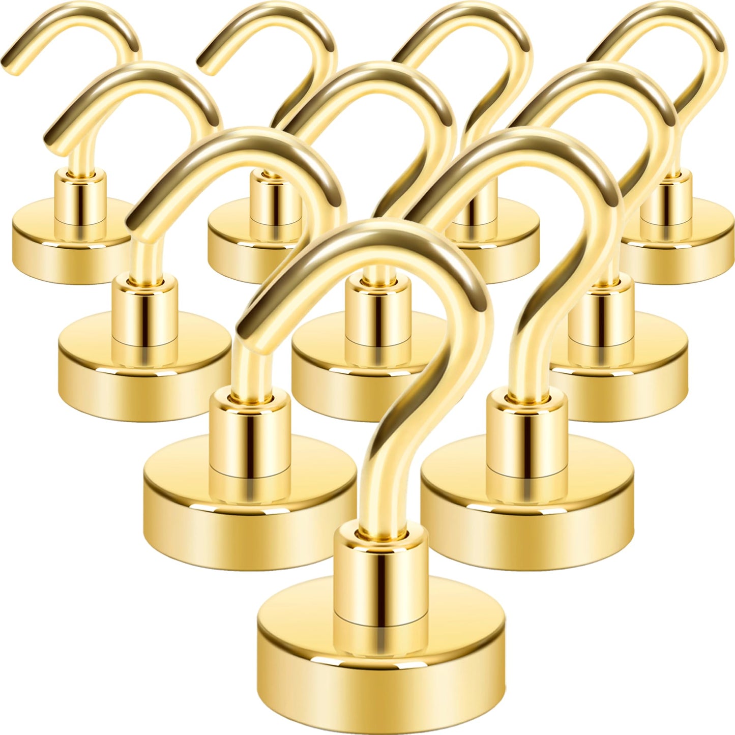 Neosmuk Magnetic Hooks,30lb+ Heavy Duty Earth Magnets with Hook for Refrigerator, Extra Strong Cruise Hook for Hanging, Magnetic Hanger for Cabins, Grill (Silver White, Pack of 10)