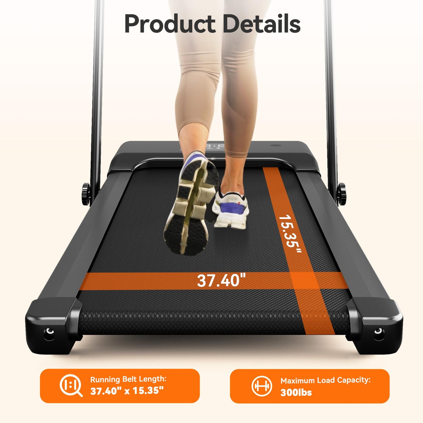 Walking Pad Treadmill with Handle bar, 3.0HP Small Foldable Treadmills for Home with Incline APP Remote Control and LED Display, 7.5MPH Portable Treadmill 300 Lbs Capacity