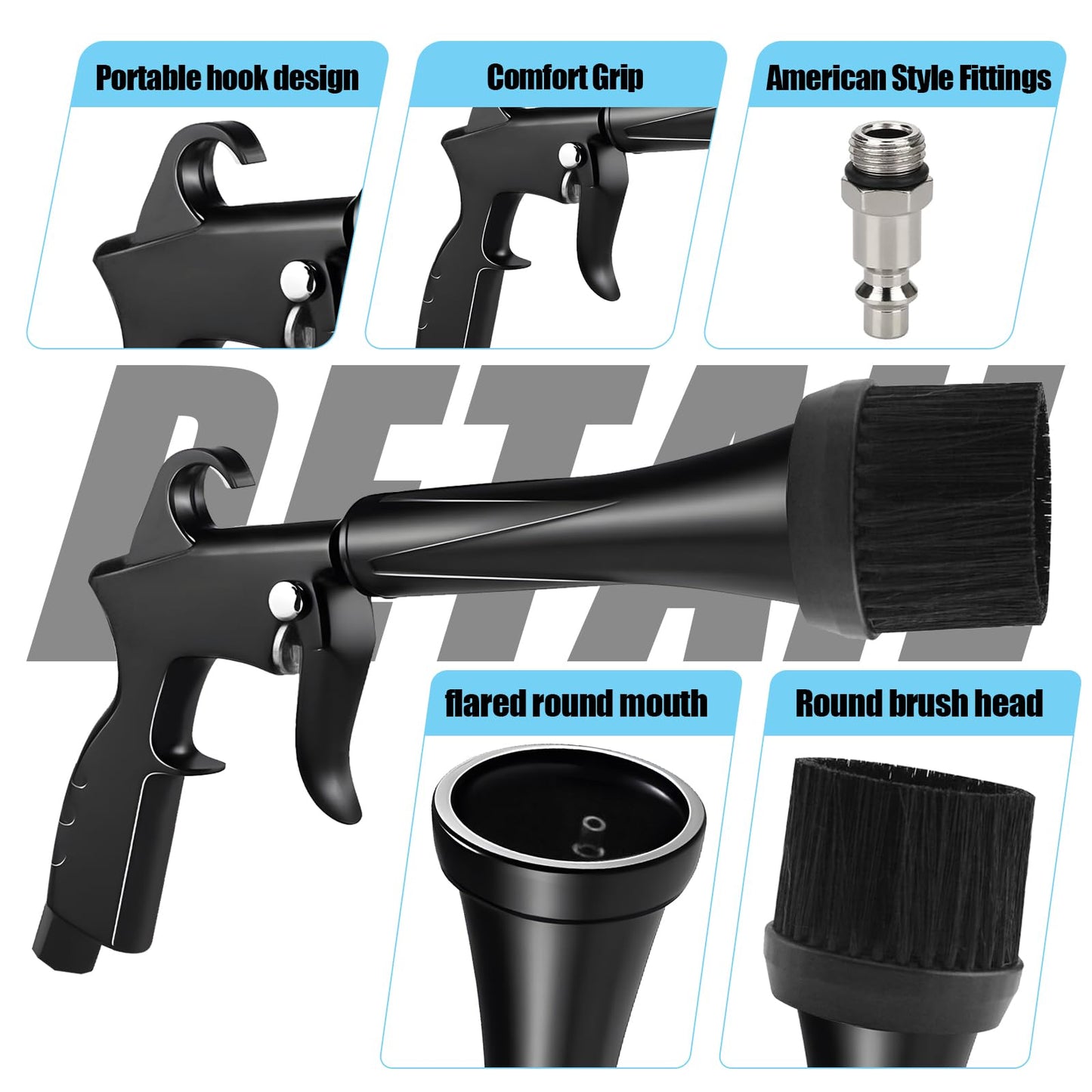 YIEMIZDK High-Pressure Car Cleaning Air Blow Gun Kit - Interior Dry Cleaning Hairdryer | Powerful Dust Removal Tool, Compatible with Air Compressors, Quick Cleaning for All Car Corners