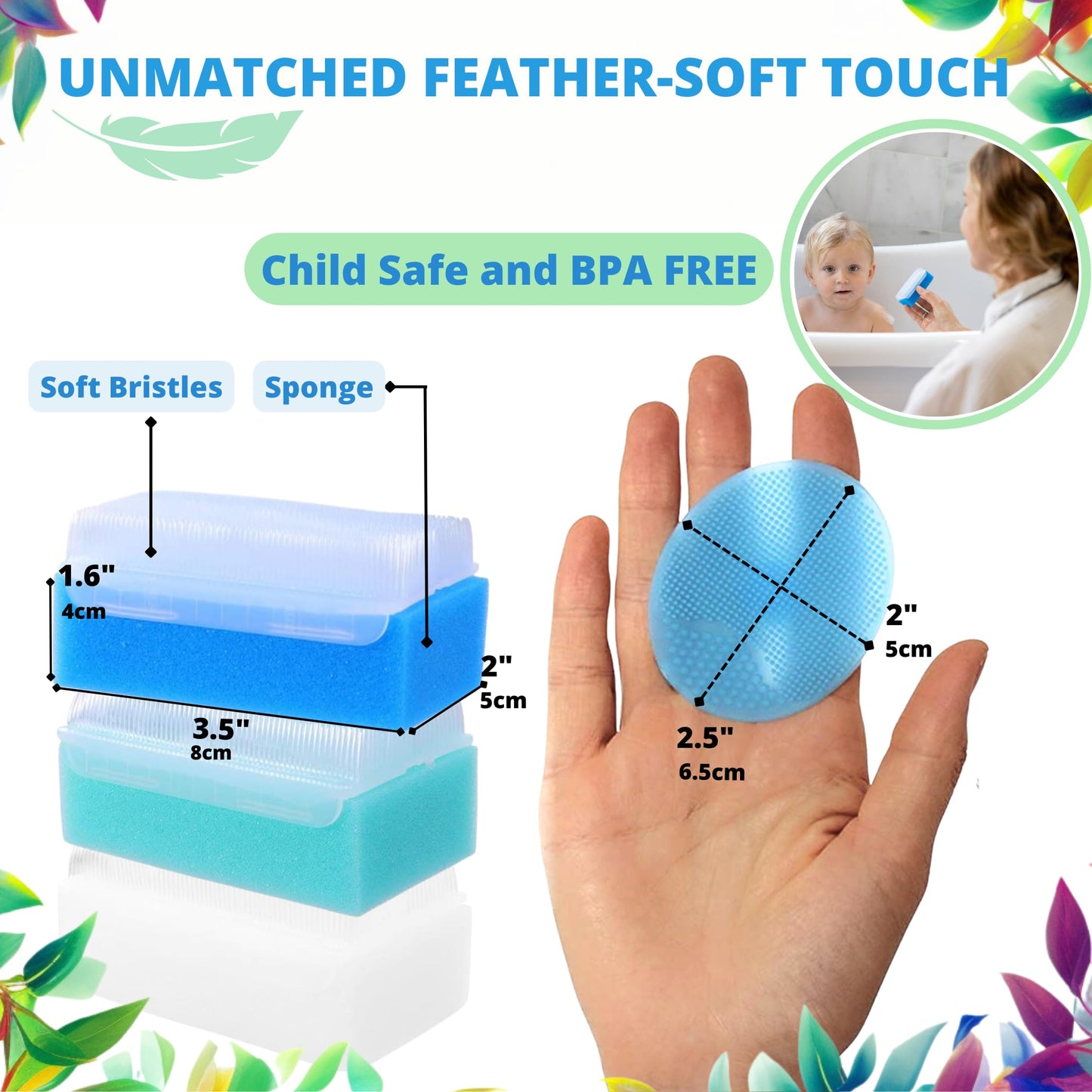 Cradle Cap Brush for Babies - Cradle Cap Treatment Set of 6 | Baby Brush and Comb Set Newborn | Baby Sponge for Bathing Newborn Bath Essentials | Baby Comb & Scalp Scrubber Set of 6