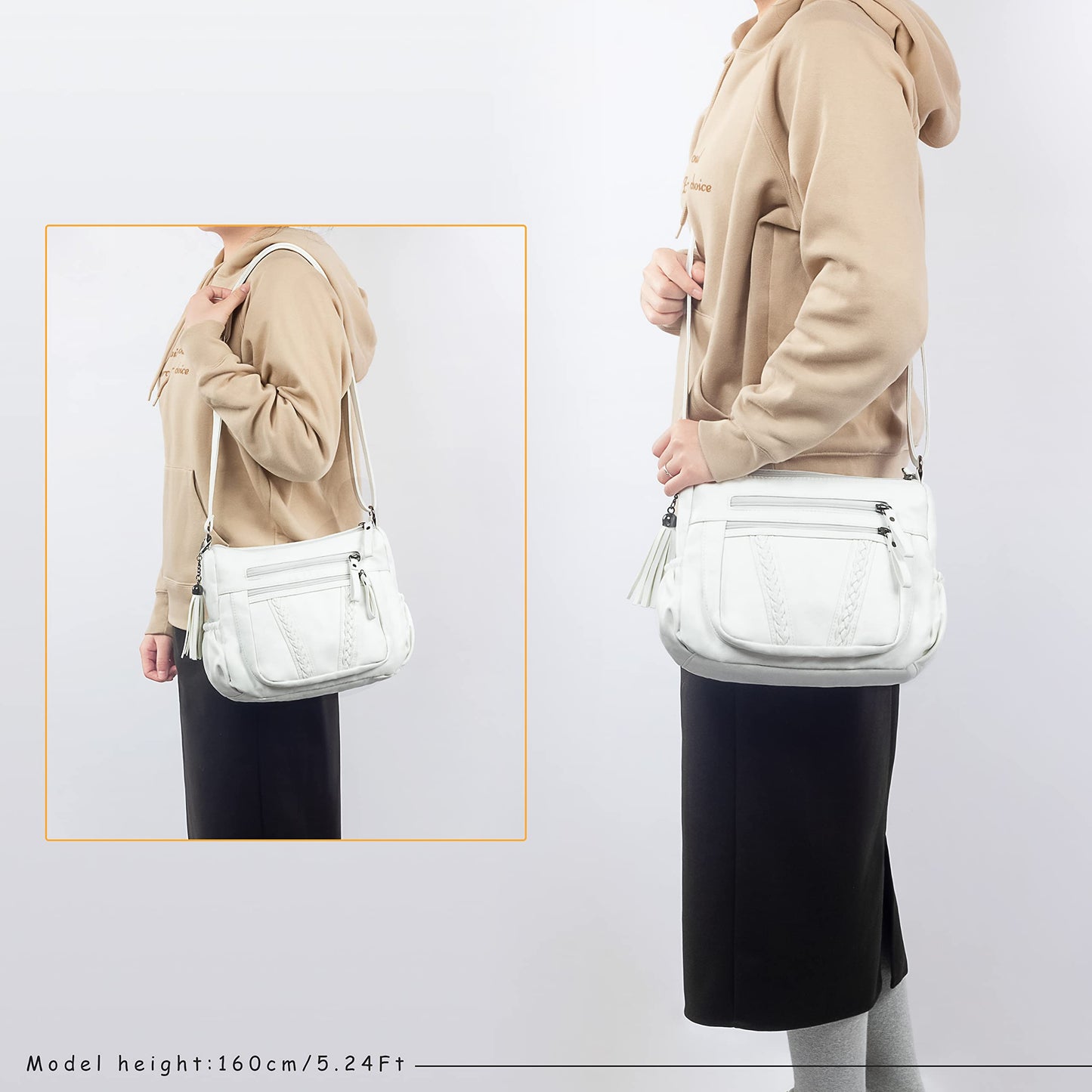 VOLGANIK ROCK Crossbody Bag for Women with Tassel Ladies Soft PU leather Purses and Handbag Pocketbooks