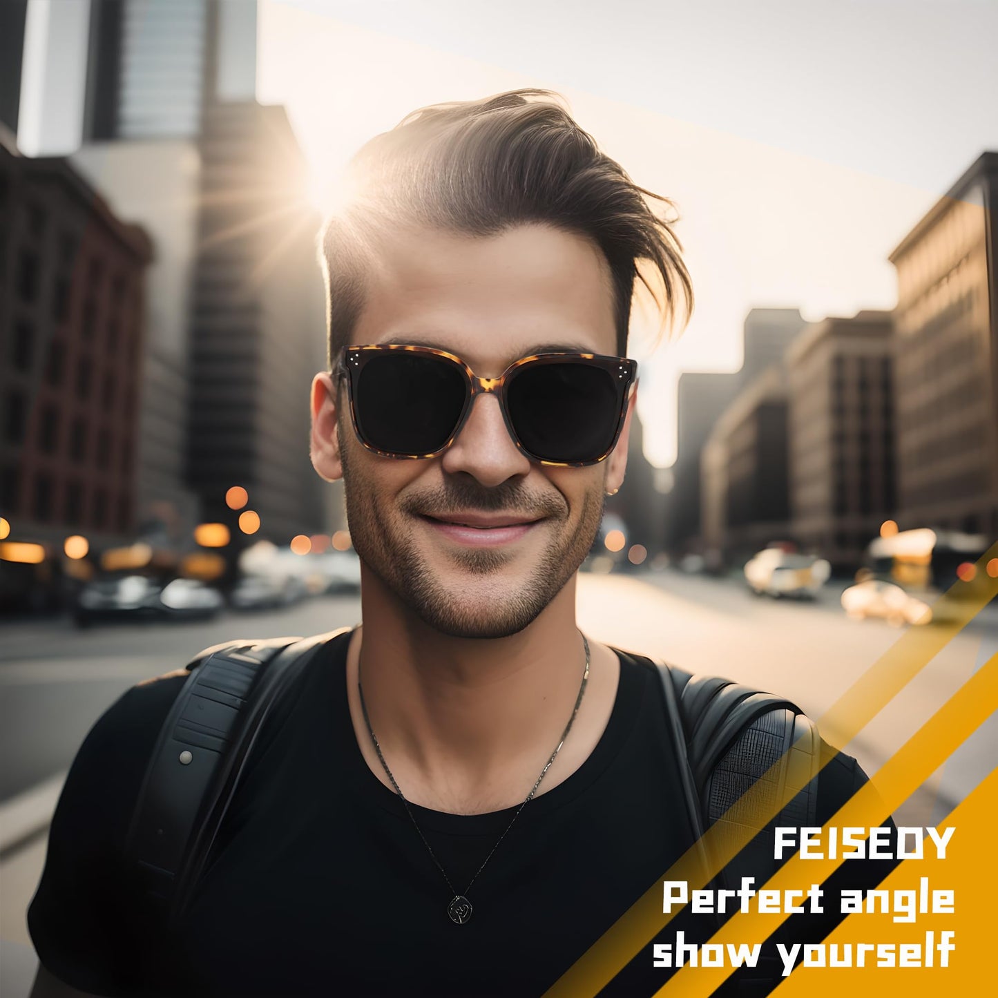 FEISEDY Oversized Polarized Sunglasses - UV400 Protection, Square Fashion Sun Glasses for Outdoor & Daily B2600 Camouflage