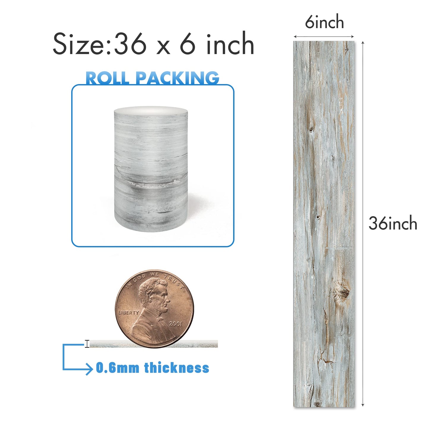 Waterproof Peel and Stick Floor Tile, 36 Pack 54 Sq.Ft(NO Sticky Residue Left) Wood Plank Vinyl Tile Stickers, Self-Adhesive DIY Flooring Tiles for Bedroom, Living Room, Bathroom (36" x 6",Dustgray)