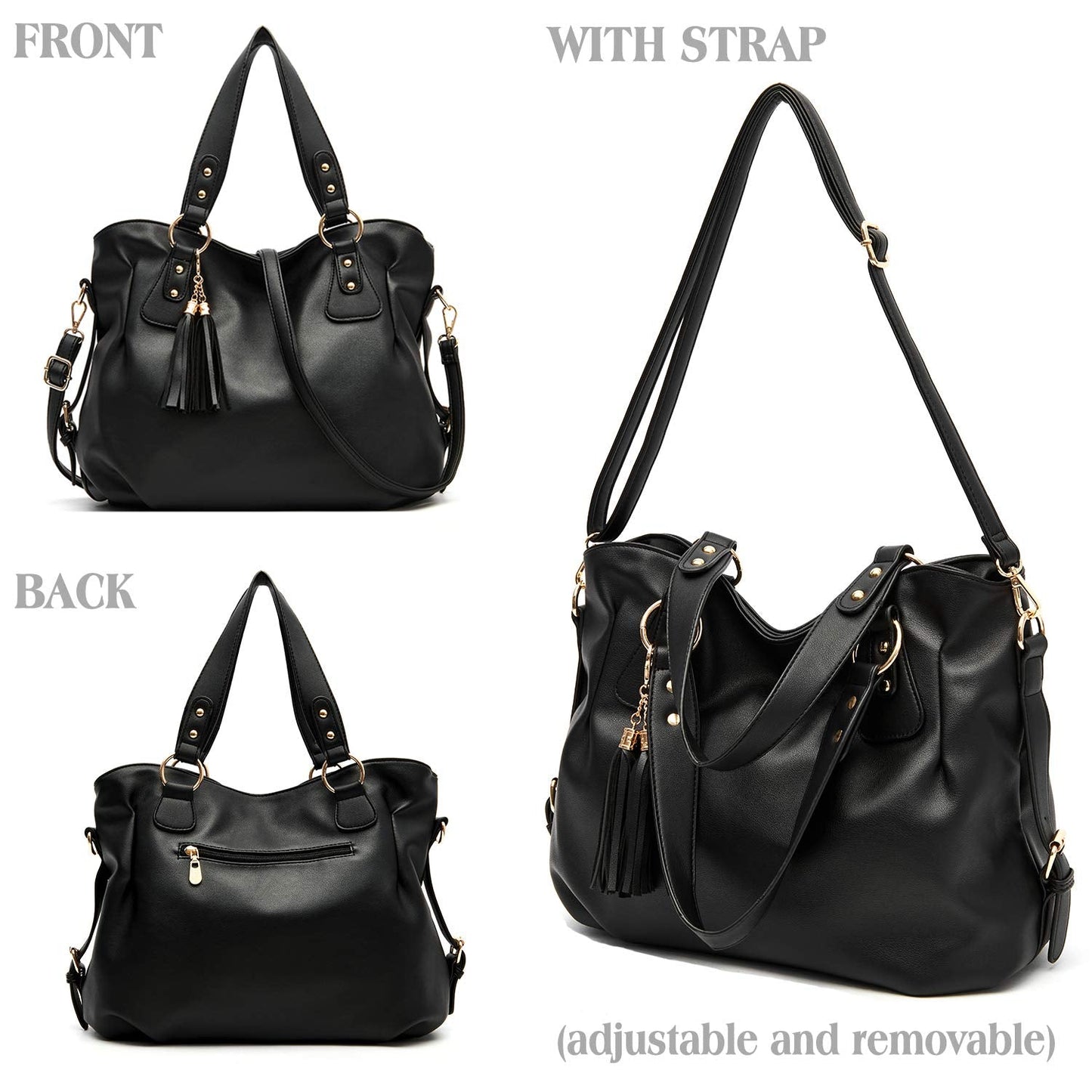 Soperwillton Fashion Handbag for Women Shoulder Bag Top Handle Satchel Hobo Tote Bag Purse Set 4pcs