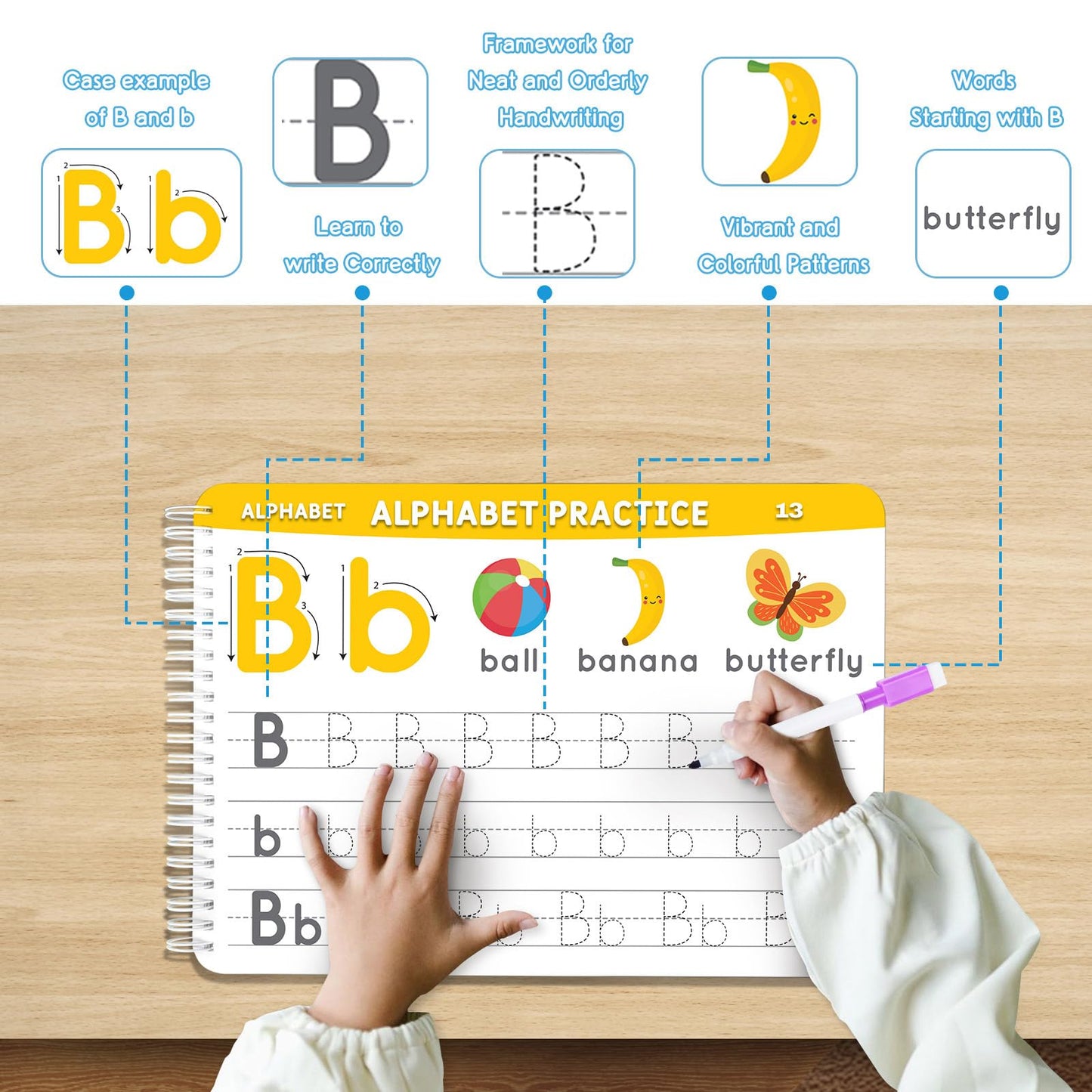 Preschool Learning Activities Educational Workbook: Preschool Handwriting Tracing Books | Autism Learning Materials | Alphabet Learning Toys | Pre k Workbooks | Montessori Busy Book for Kids Ages 3-5