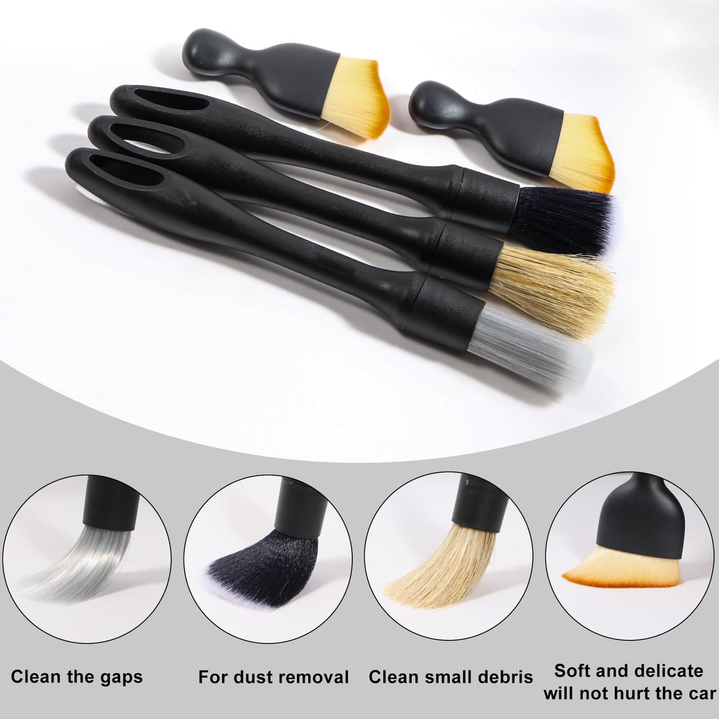 Zhtulck Car Detailing Brush, 7 PCS Car Interior Brush Set, Automotive Interior Dusting Brush, Car Cleaning Brush for Cleaning Car Interior Exterior, Air Vents, Dashboard Engines Leather Wheel