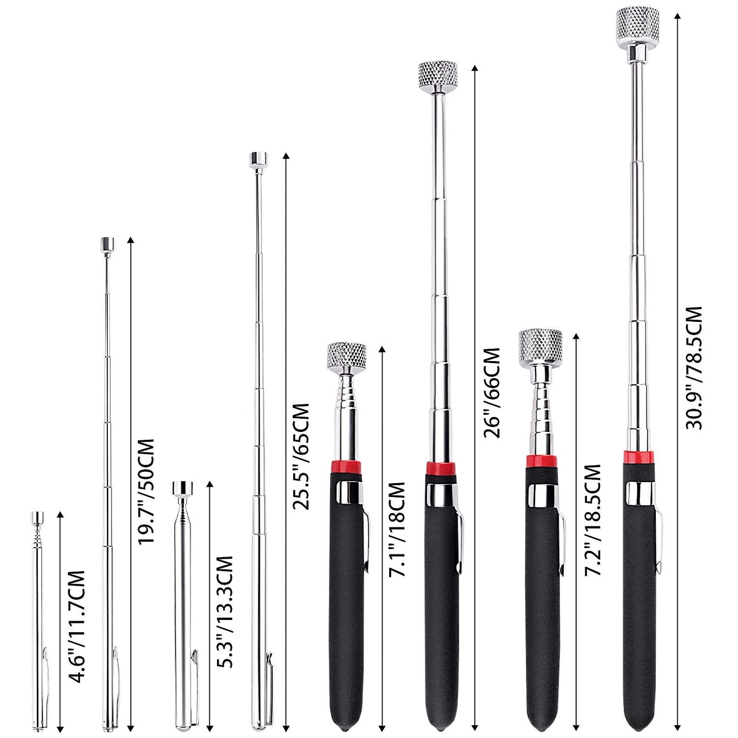 Magnetic Pick Up Tool 4 Pack, Telescopic Magnet Stick (1.5LB 3LB 10LB 15LB) Birthday for Men, Dad, Husband, Christmas for Men Him Stocking Stuffers, Boyfriend Husband Dad Present