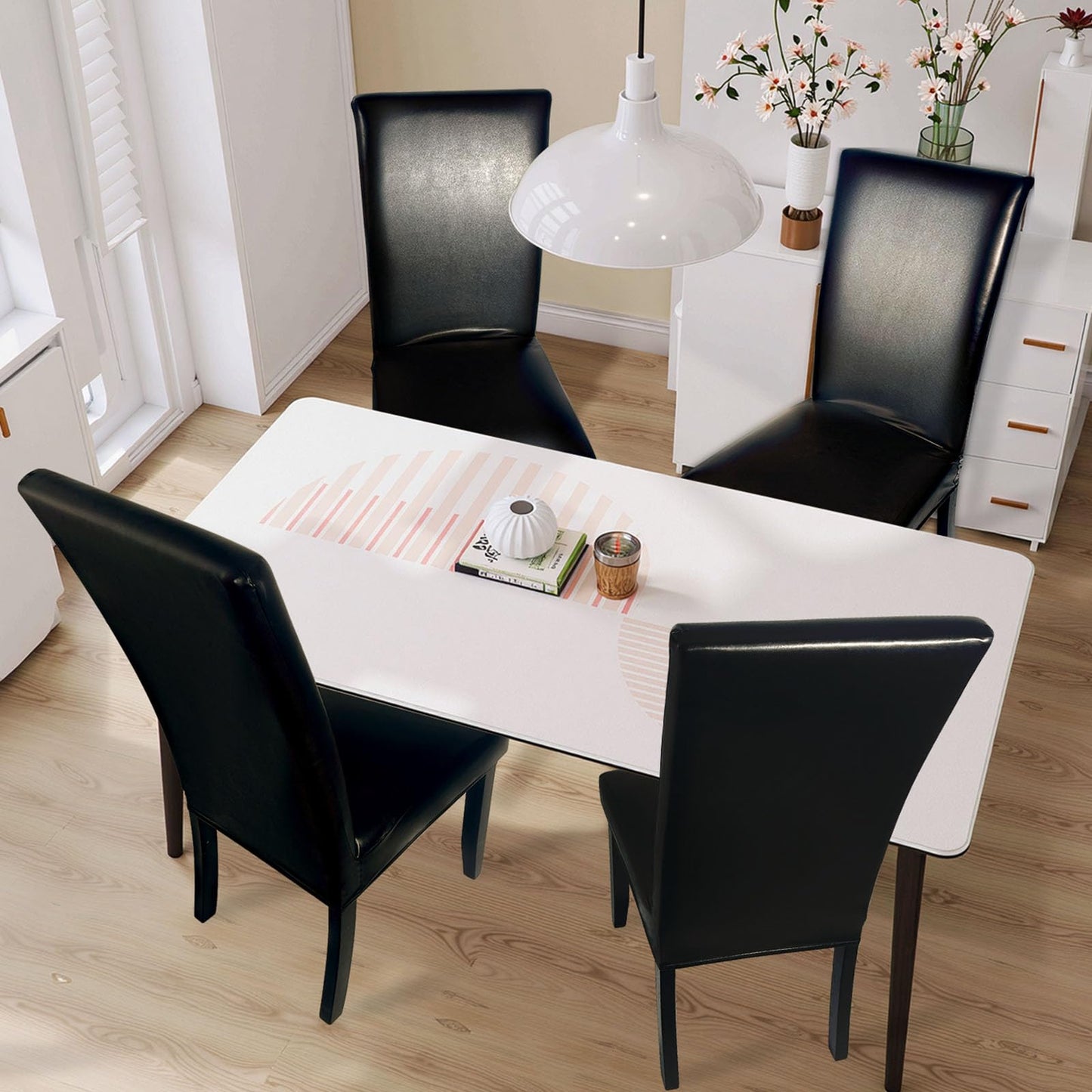 Soft Leather Chair Covers for Dining Chairs set of 6, Stretch Waterproof Dining Chair Covers Protector Oilproof and Scratch-Proof Parson Chairs Cover Modern Style for Kitchen Room(Black, 6Pcs)