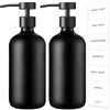 GMISUN Amber Glass Soap Dispenser, 2 Pack Bathroom Hand Soap Dispensers with Stainless Steel Pump, 17 Fl Oz Kitchen Hand and Dish Soap Dispenser Set, Modern Vintage Liquid Brown Soap Dispensers Bottle