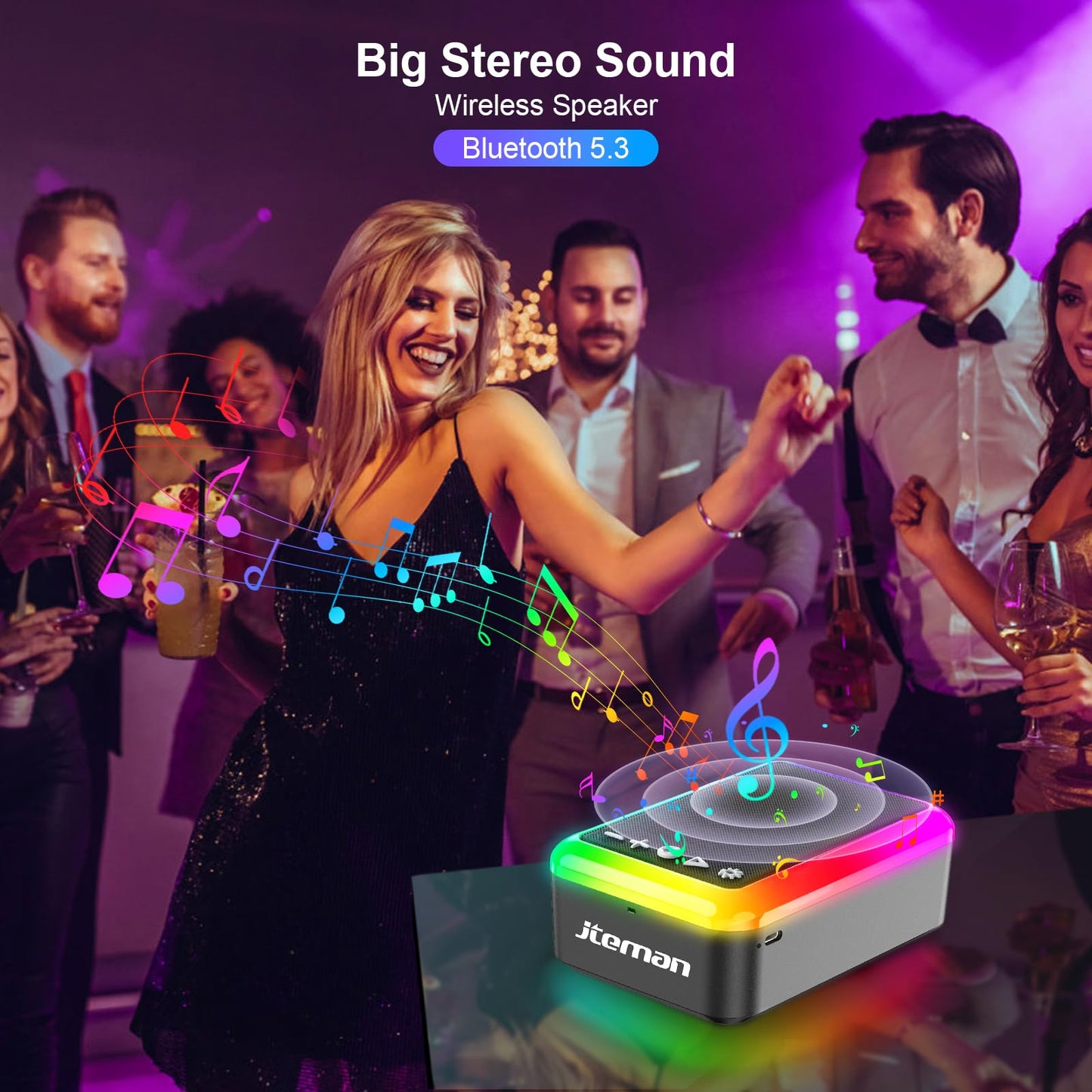 Gifts for Men Women, Cell Phone Stand with Bluetooth Speaker and Light, Portable Lanyard, Cool Tech Gifts for Dad Mom Husband, Unique Birthday Gift Ideas Black