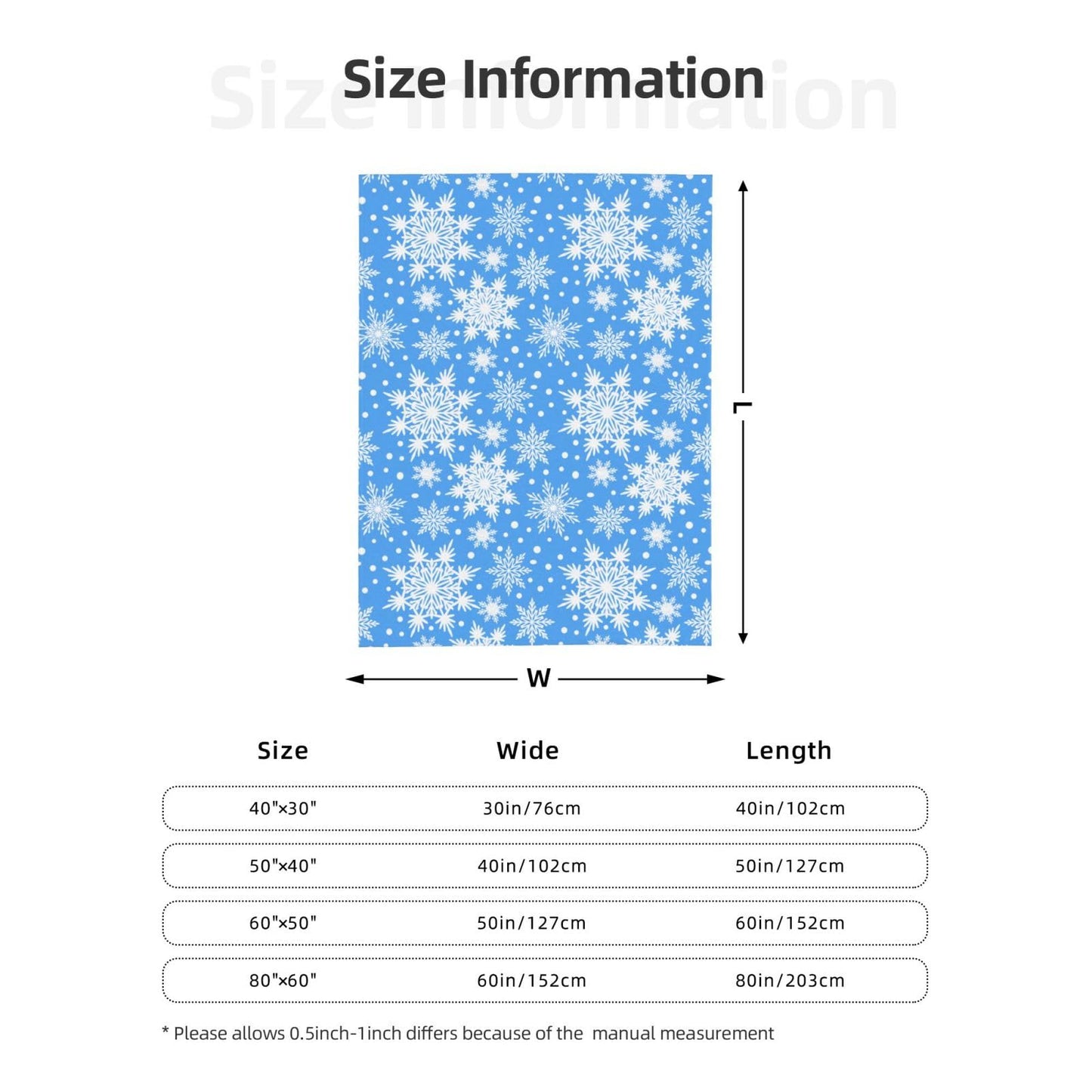 Perinsto Winter Snowflakes Blue Throw Blanket Ultra Soft Warm All Season Christmas Decorative Fleece Blankets for Bed Chair Car Sofa Couch Bedroom 50"X40"