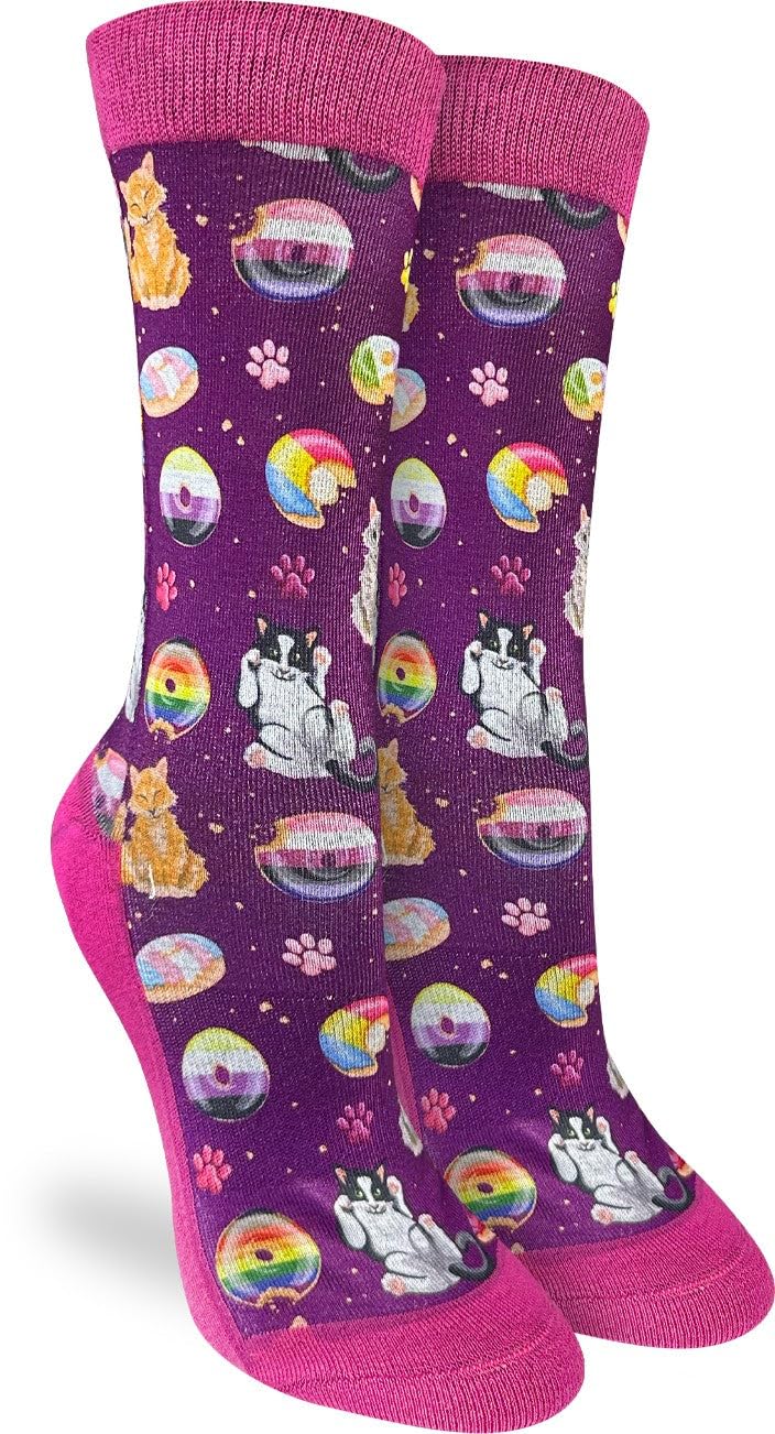 Women's Kitties & Donuts Socks, Shoe Size 5-9