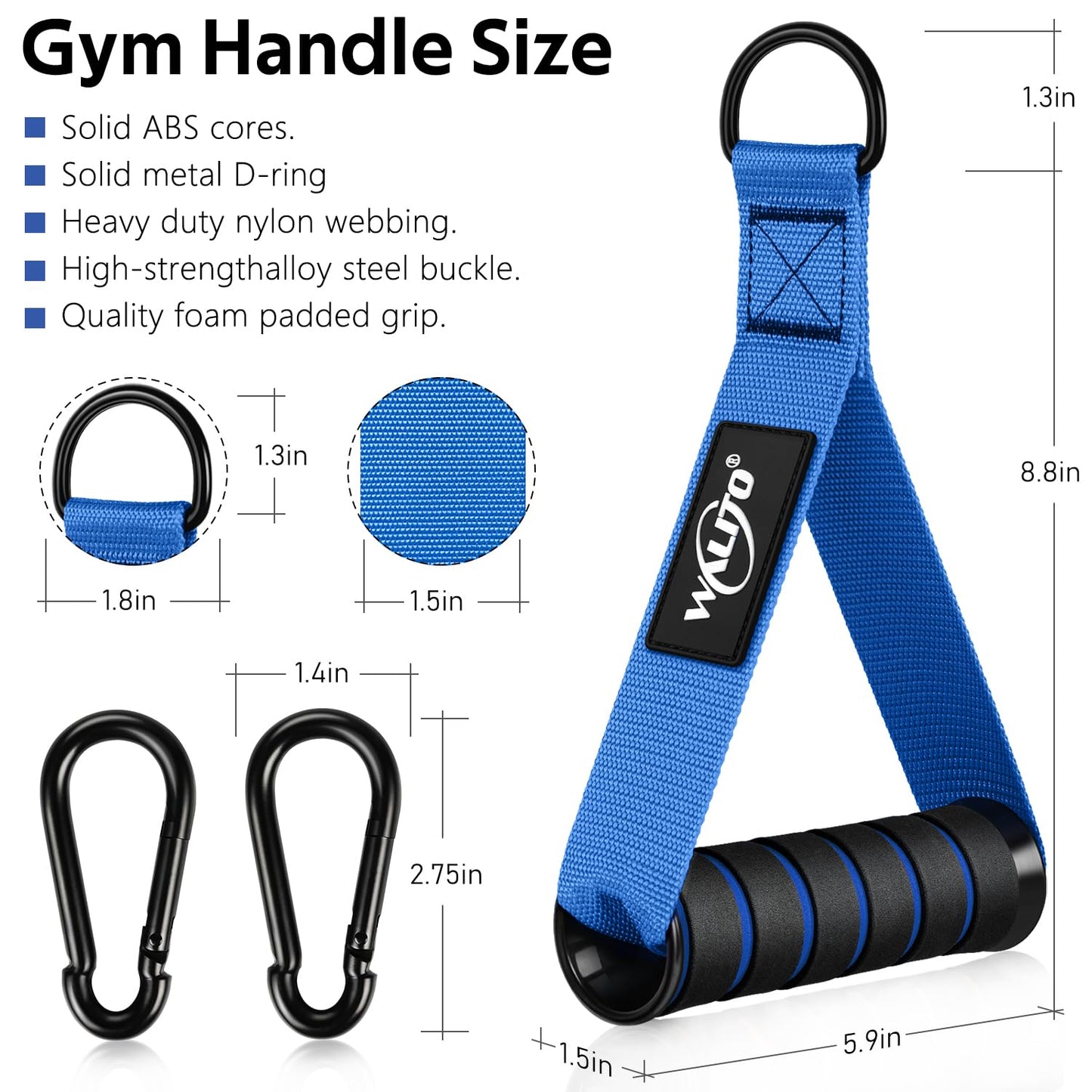 WALITO Exercise Handles, Replacement Cable Machine Attachments for Home Gym Equipment, Pulley System, Pilates, Resistance Bands, Strength Trainer, Heavy Duty Working Out Handles Accessories