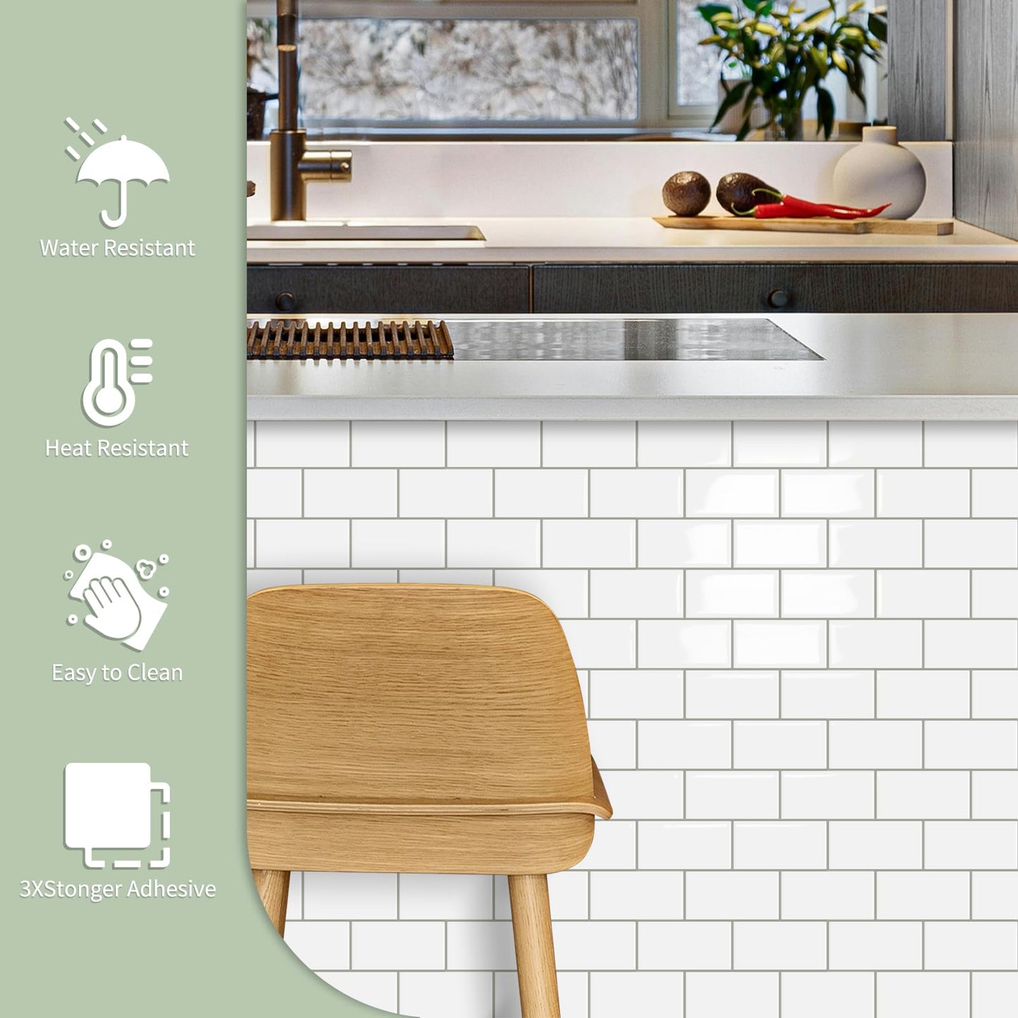 10 Sheet Thicker Subway Tiles White Peel and Stick Backsplash,12.6"x10.6" Self Adhesive Wall Tile Stick on Splashback for Kitchen and Bathroom