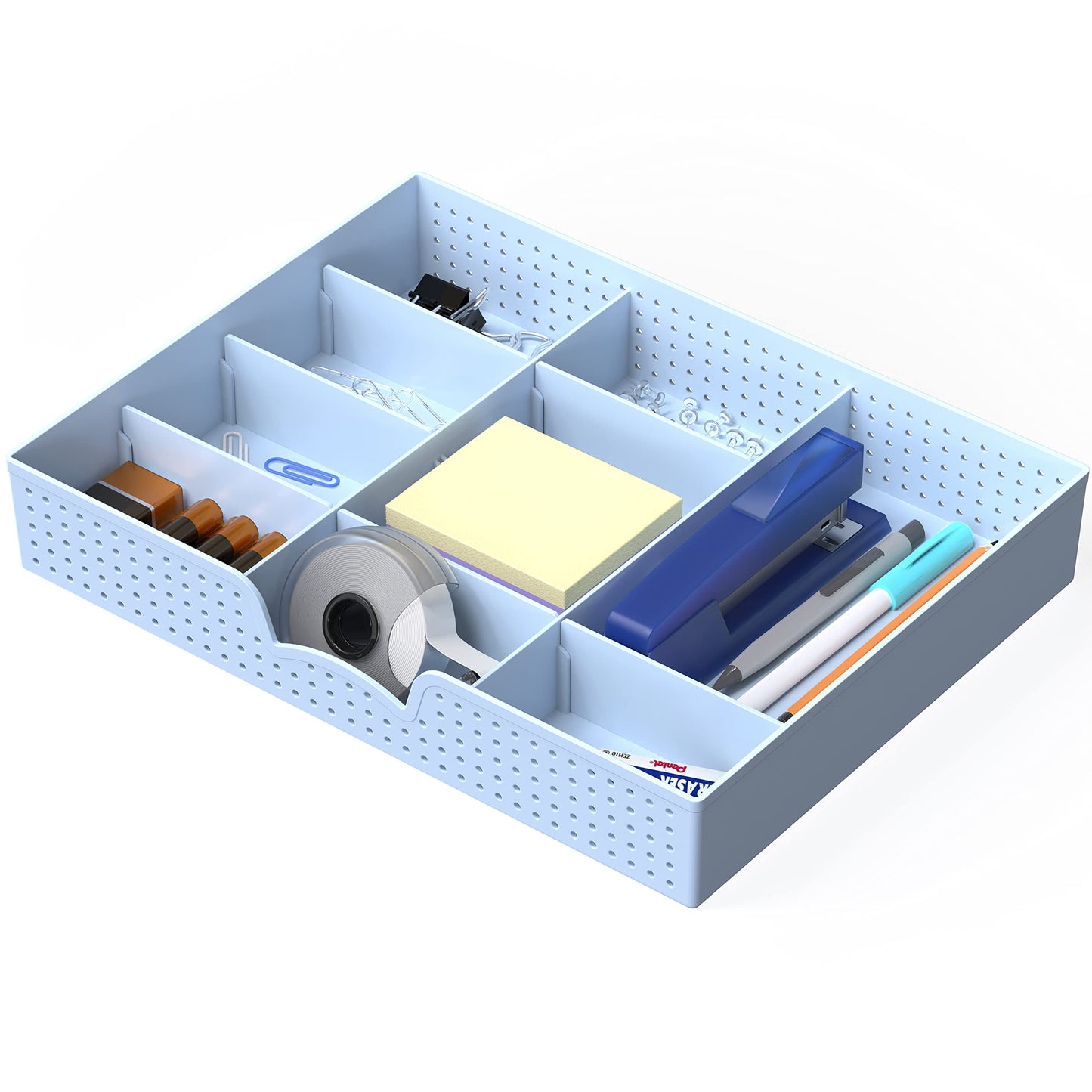 Simple Houseware Drawer Organizer Tray with 9 Adjustable Compartments, Gray