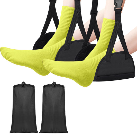 Airplane Footrest Hammock, Foot Hammock for Plane Travel, Portable Height Adjustable Travel Footrest Hammock Accessories, Lightweight Foot Hammock Suitable for Offices, Airplanes 2 pcs