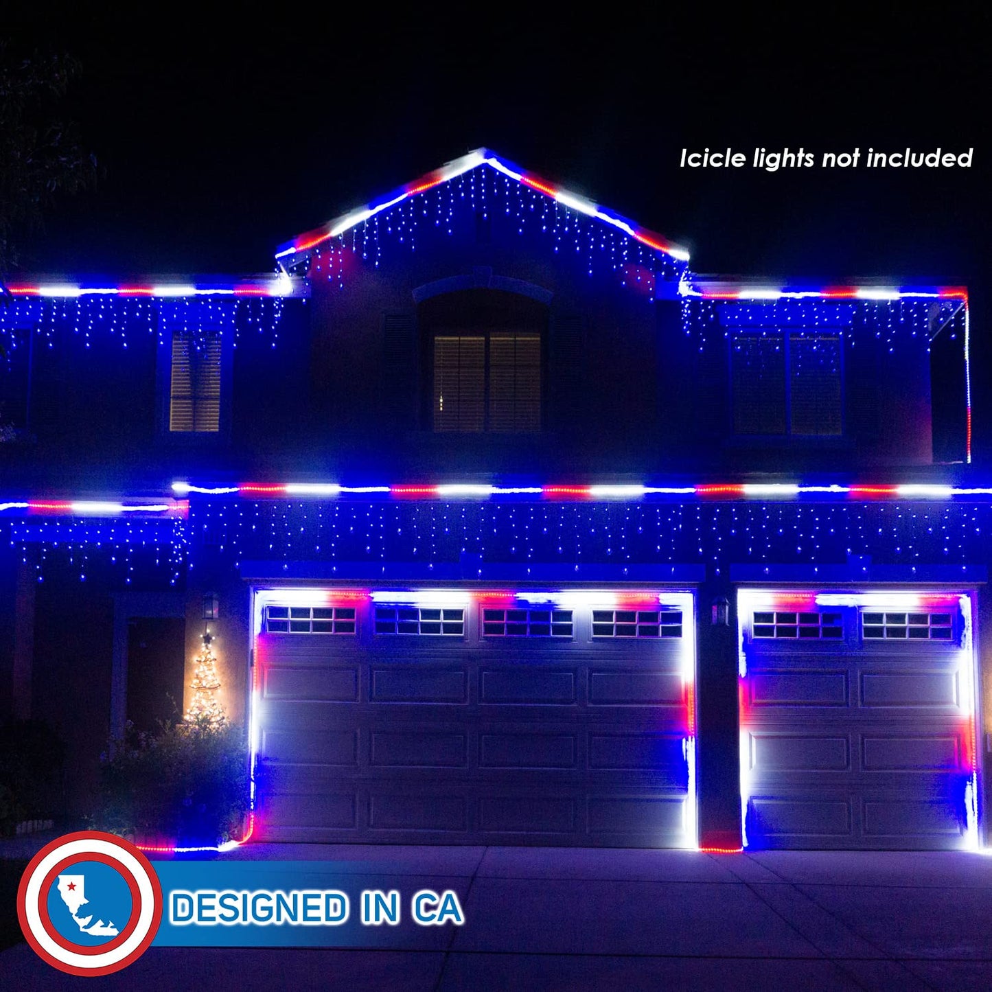 Russell Decor LED Custom Size Rope Lights for 4th of July Party Decorative Lighting Flexible cuttable Non-connectable Rope Light Red White Blue(16 ft)