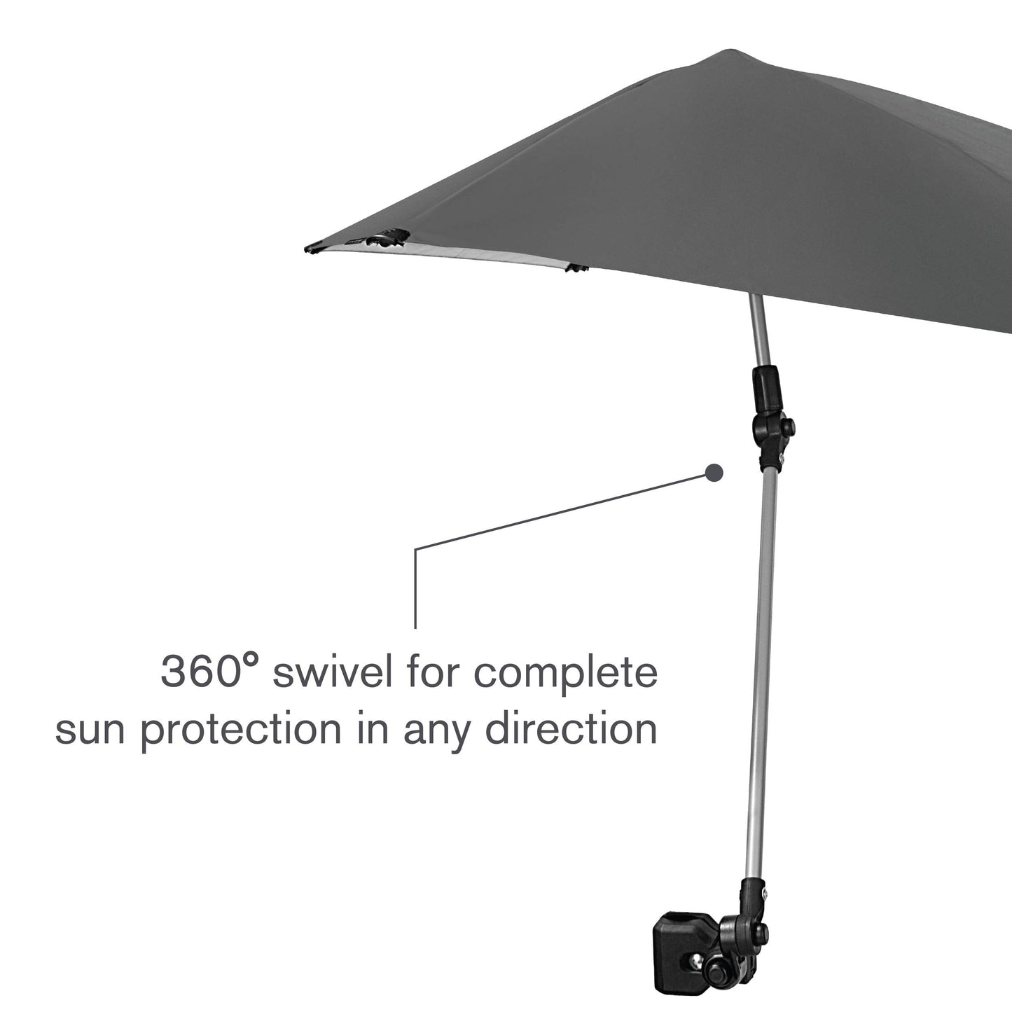 Sport-Brella Versa-Brella SPF 50+ Adjustable Umbrella with Universal Clamp, Regular, Gray