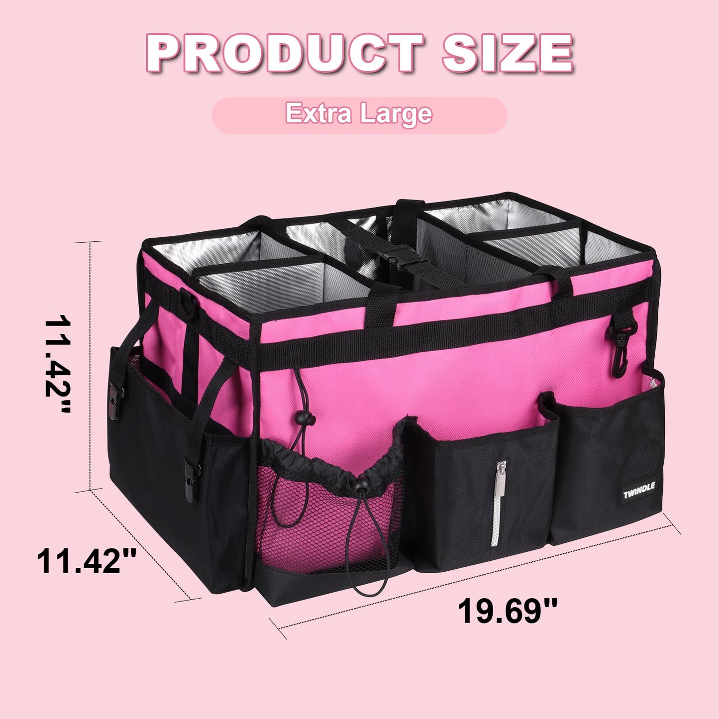 Extra-Large Cleaning Caddy With Detachable Divider,Cleaning Caddy For Cleaning Supplies,19.69" X 11.42" X 11.42" Large Cleaning Supply Caddy With Adjustable Shoulder Strap & Waist Belt For Cleaners