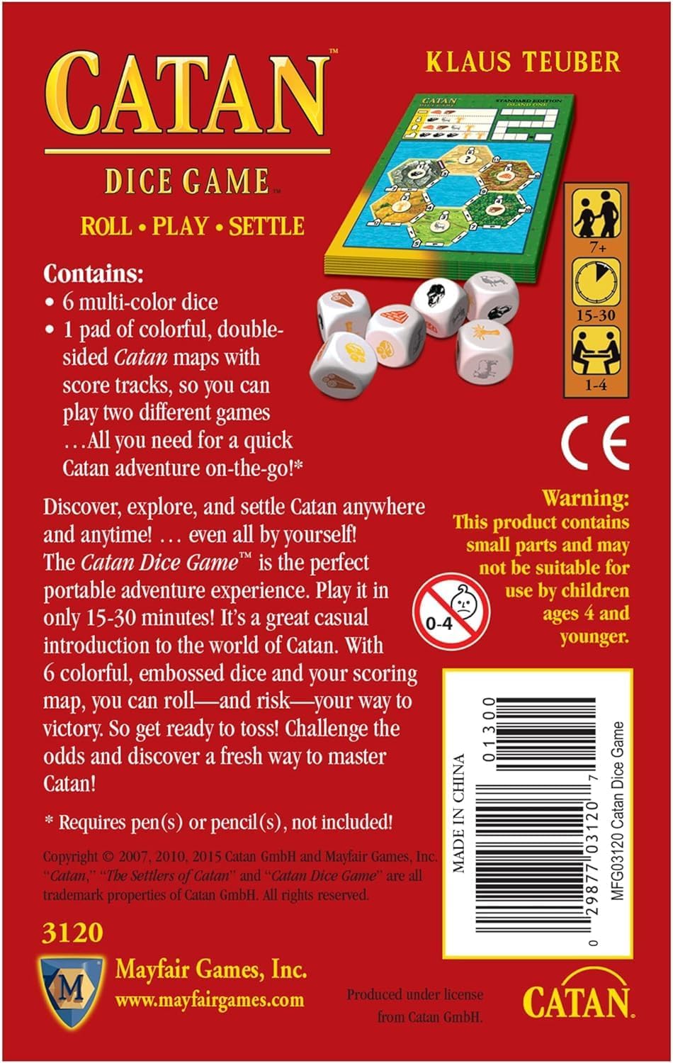CATAN Dice Game - Portable Fun for On-the-Go Adventures! Strategy Game, Family Game for Kids and Adults, Ages 7+, 1-4 Players, 15-30 Minute Playtime, Made by CATAN Studio