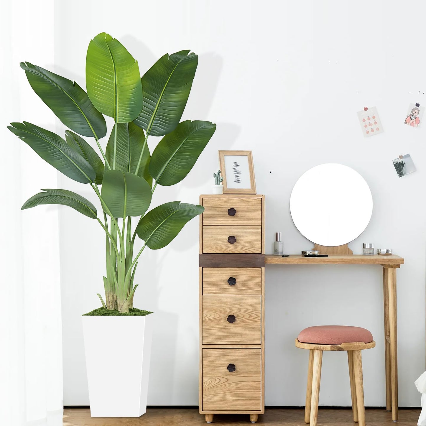 Lifelike Bird of Paradise Artificial Plant 6ft Faux Banana Leaf Tree with White Tall Planter for Home Decor - Perfect Indoor Silk Floor Plant for Living Room, Office, and Bedroom Ambiance Enhancement