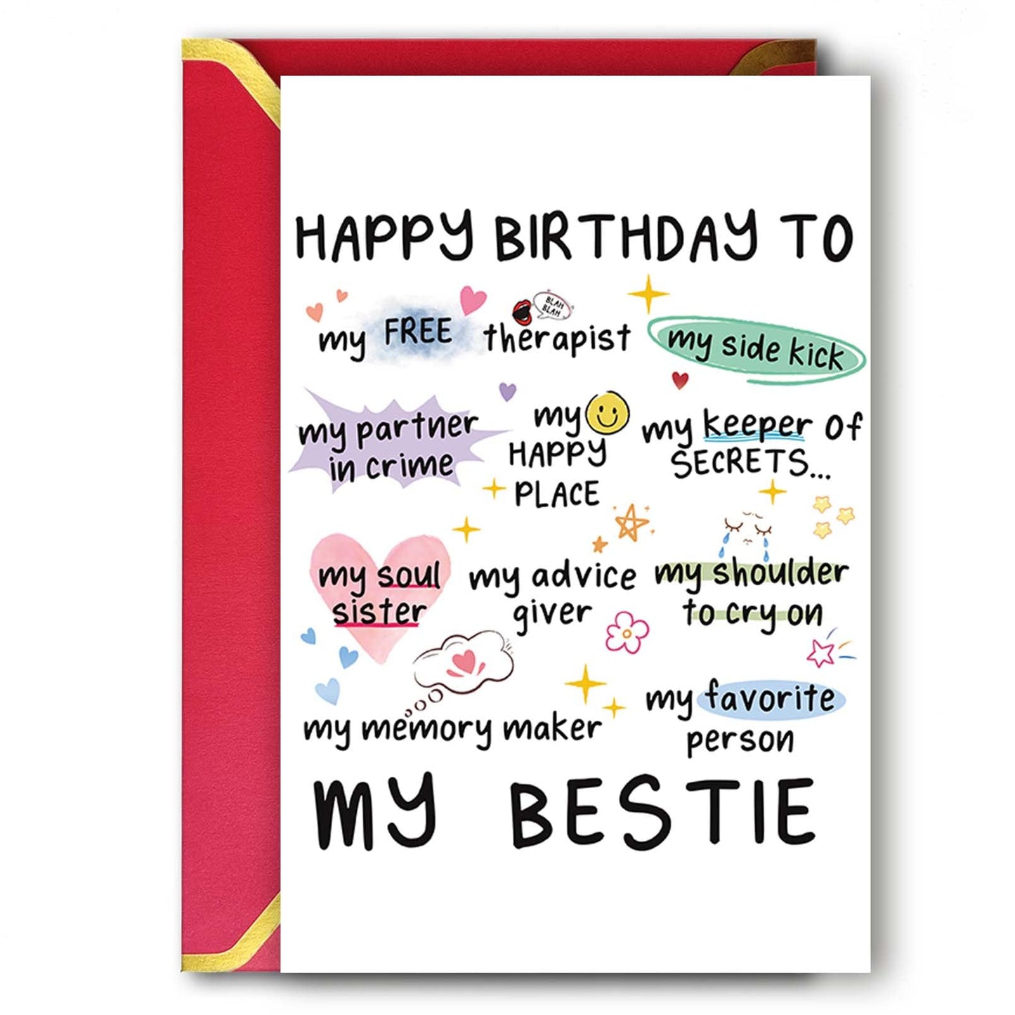 Funny Birthday Card for Women Sister, Happy Bday Gifts for Bestie, Bestie & Friendship Birthday Card