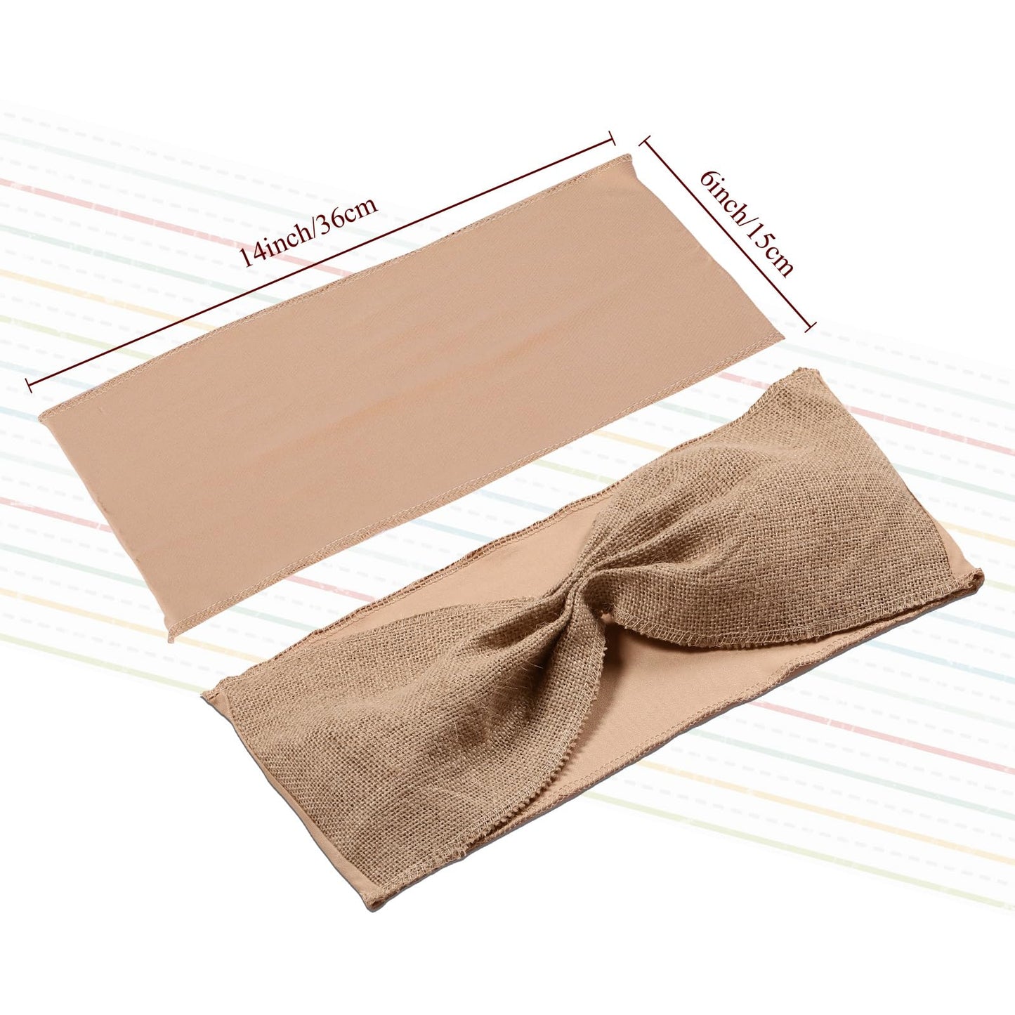 Newwiee Burlap Stretch Chair Sashes Linen Spandex Chair Bands Ties Dining for Wedding Dining Banquet Event Party Favor Ceremony Decoration(48 Pieces)