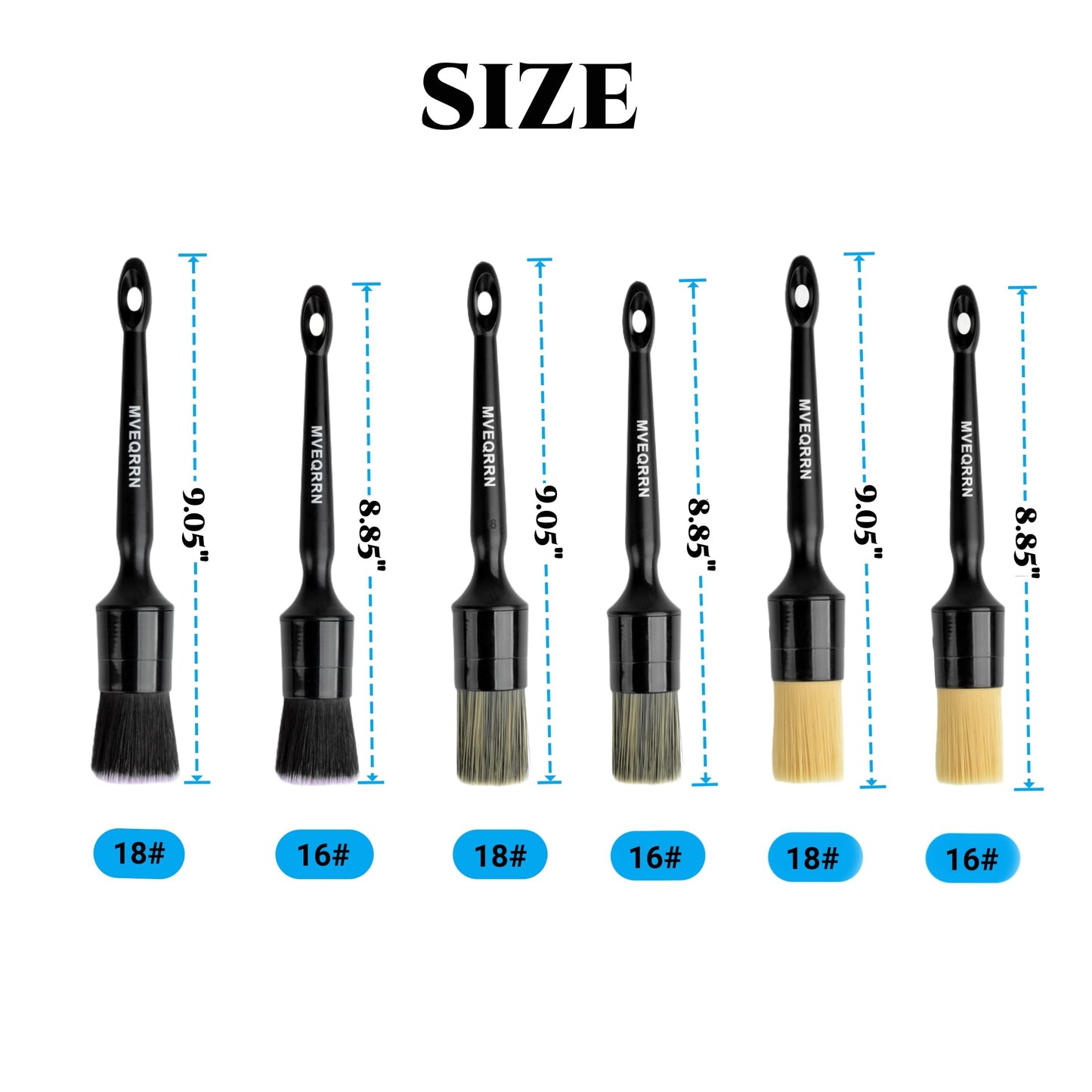 MVEQRRN 6pcs Car Detailing Brush Set-2pcs Boars Hair Car Detailing Brushes,2pcs Ultra Soft No Scratch Detailing Brush for Air Vent,Leather Seat 2pcs Detail Brushes car Detailing for Interior Exterior