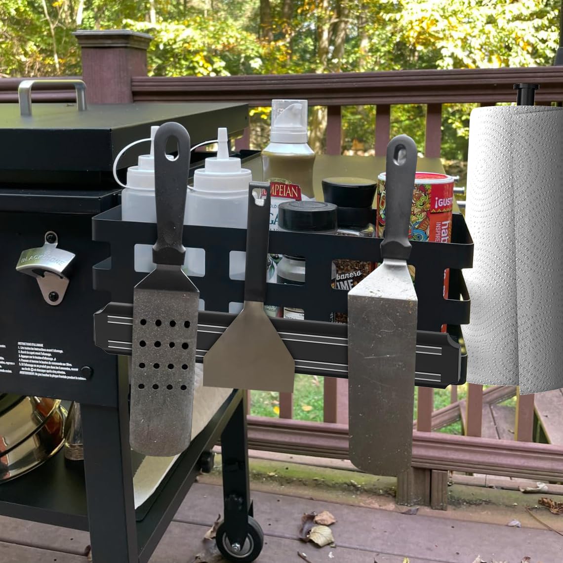 Griddle Caddy for Blackstone Griddles Prep Cart, Space Saving Grill Accessories Storage Caddy, BBQ Accessories Holder for Blackstone 28”-36” Grill with a Magnetic Tool Holder Paper Towel Holder