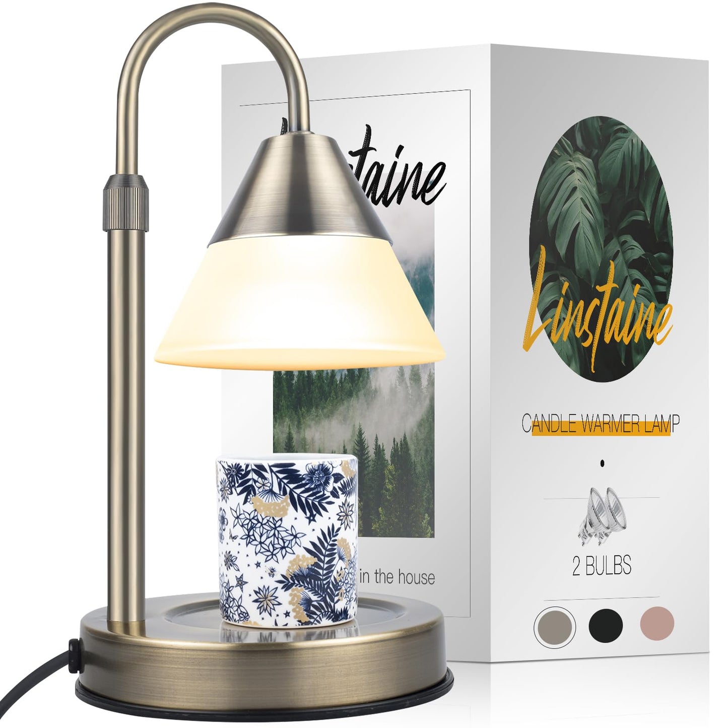 Dimmable Candle Warmer Lamp with Timer Adjustable Height, Mothers Day Gifts for Mom, Home Decor Birthday Housewarming Gifts for Women, Modern Electric Wax Melt Warmer for Scented Jar Candles, Black