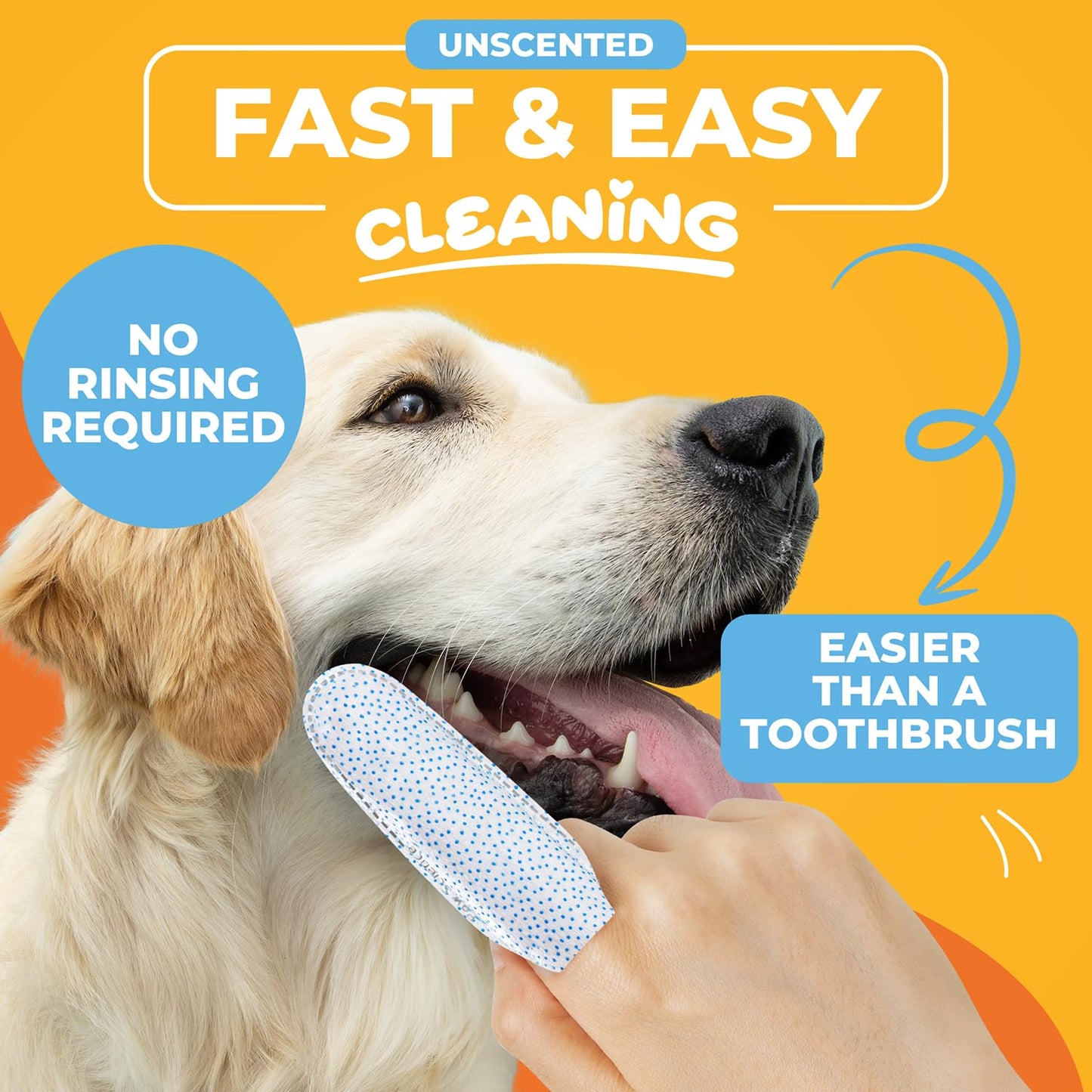 Paw Science Dog Teeth Cleaning Wipes - Dental Finger Wipes for Cats & Dogs - Pet Toothbrush & Tooth Brushing Kit - Effective Teeth Cleaner