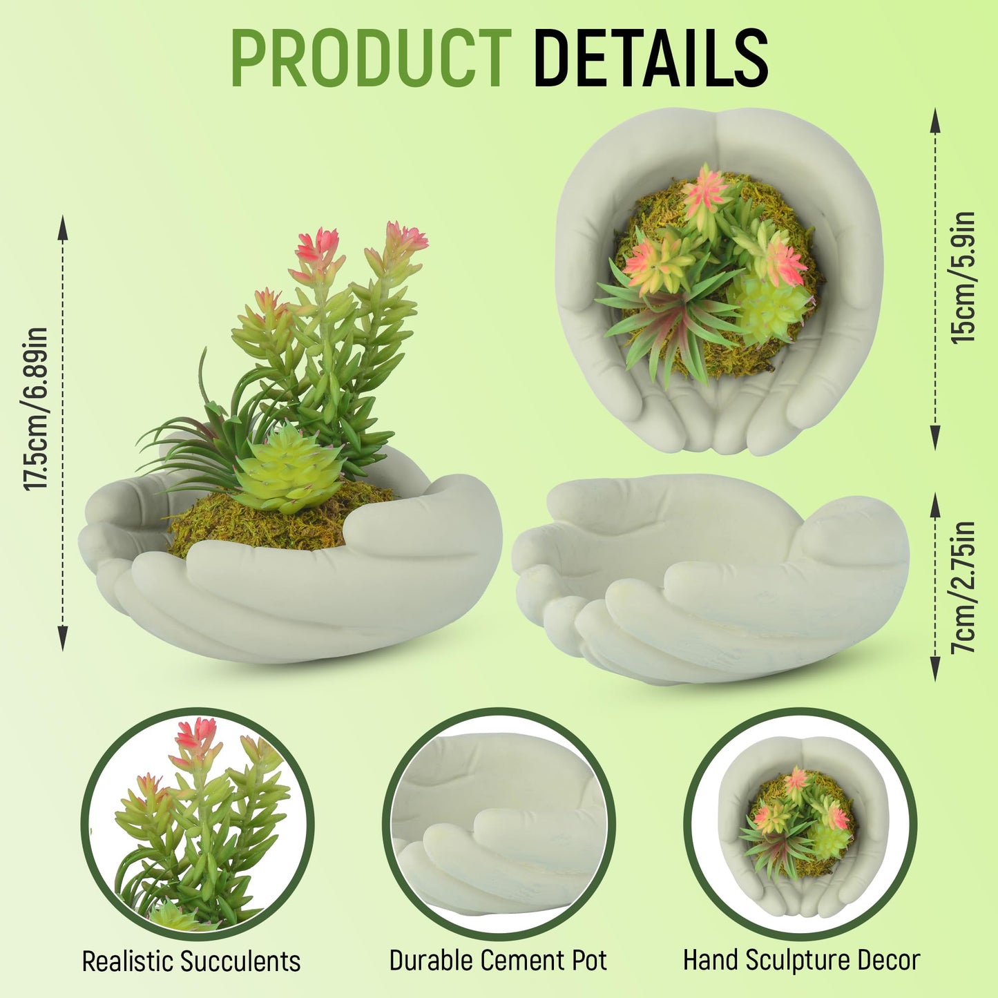 Hisow Small Artificial Plants, Mini Succulent Plants with Cute Plant Pot, Artificial Succulents in Pots for Office Desk Decor and Bedroom Kitchen Bathroom Plants Decor (C)