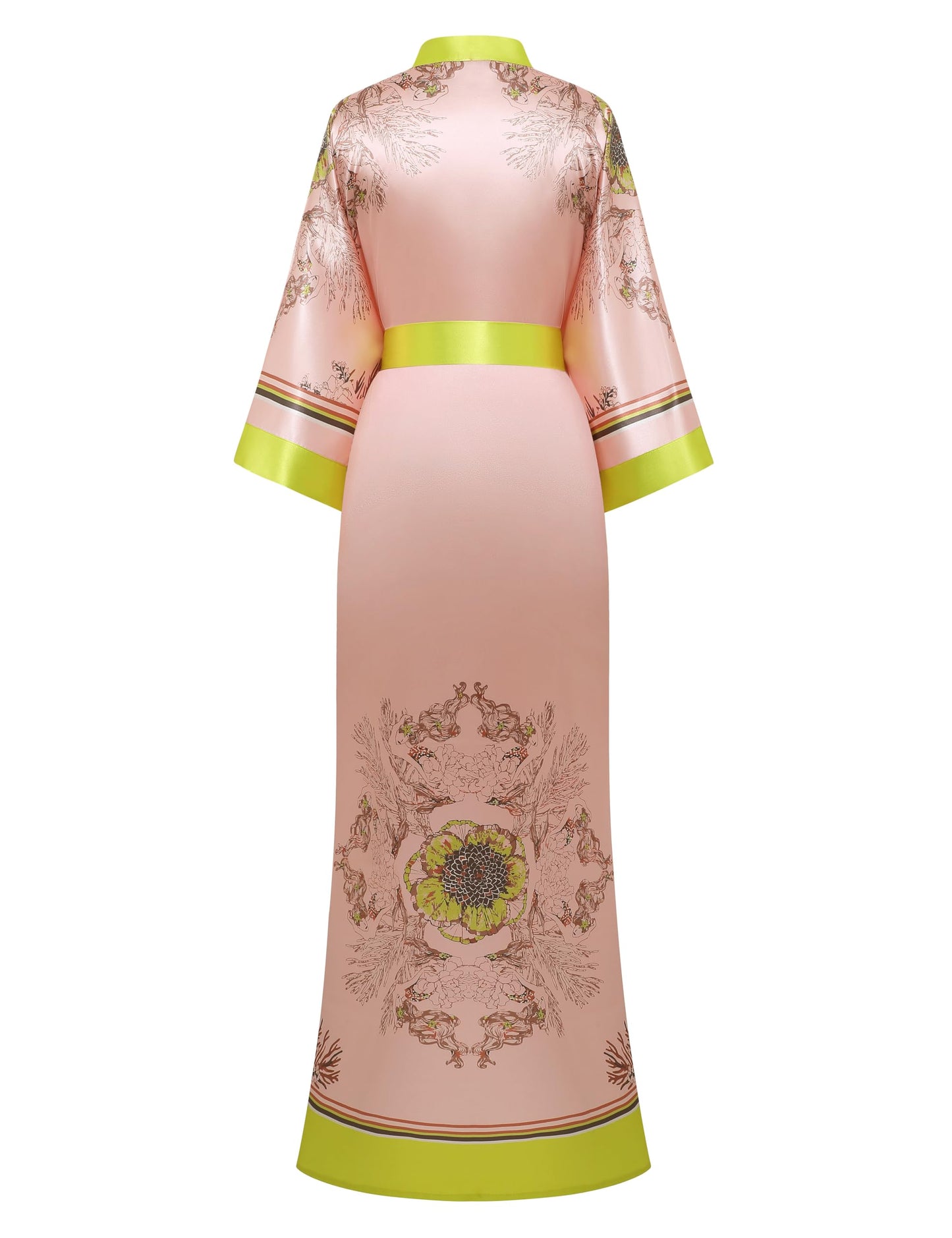 PRODESIGN Kimono Robes for Women - Long Satin Sleepwear Silky Nightgown Bathrobe Floral Dressing Gown Blouse Wedding Robe