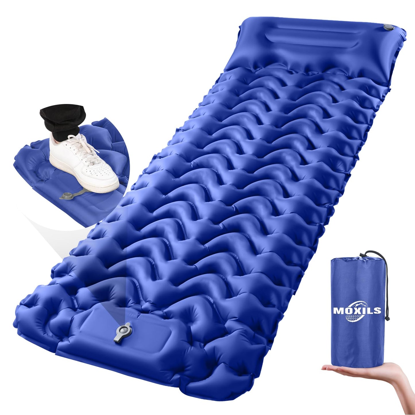 Sleeping Pad, Ultralight Inflatable Sleeping Pad for Camping, Built-in Pump, Ultimate for Camping, Hiking, Airpad, Carry Bag, Repair Kit, Compact & Lightweight Air Mattress(Blue)