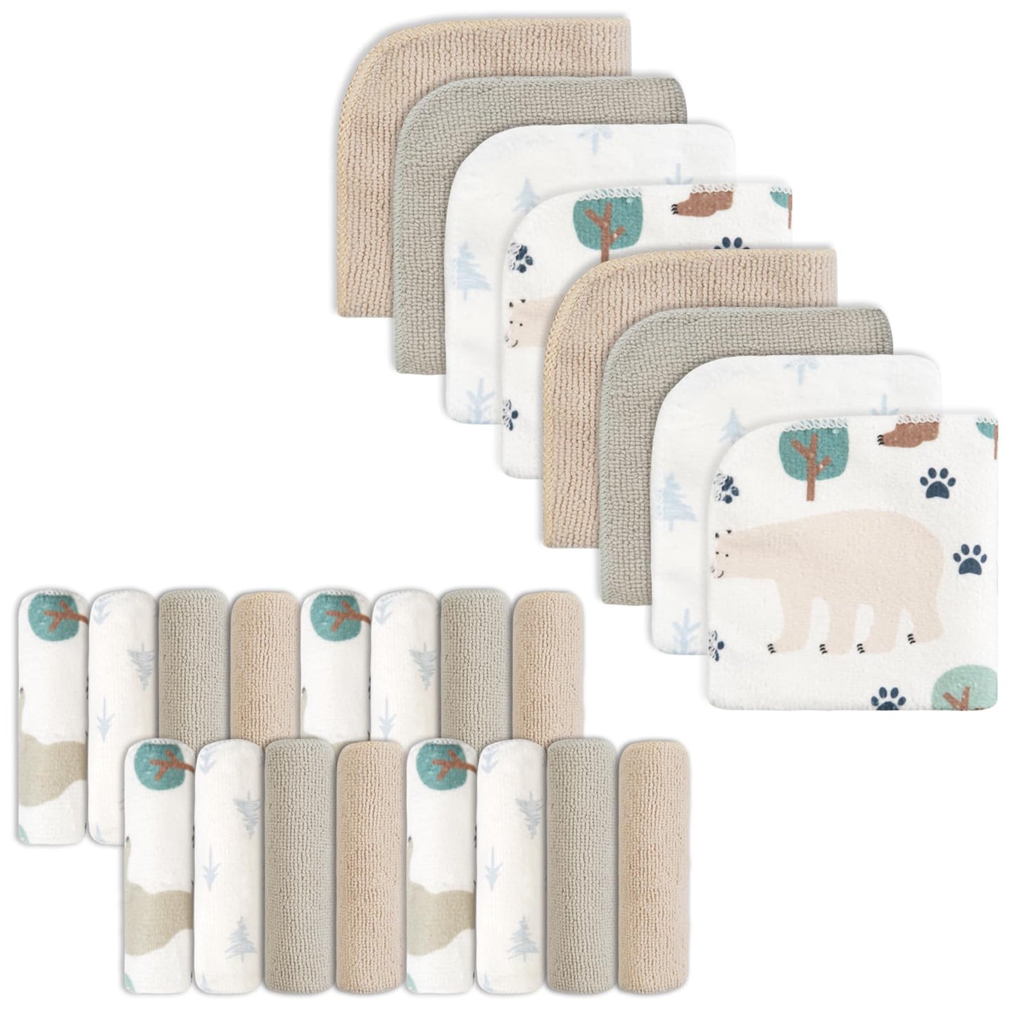 Baby Washcloths, 24Pack Baby Wash Cloths Extra Soft & Ultra Absorbent, Baby Towels and Washcloths Face Towel Unisex for Boys Girls Face & Body, Washclothes Gentle on Sensitive Skin, 9x9 Unicorn