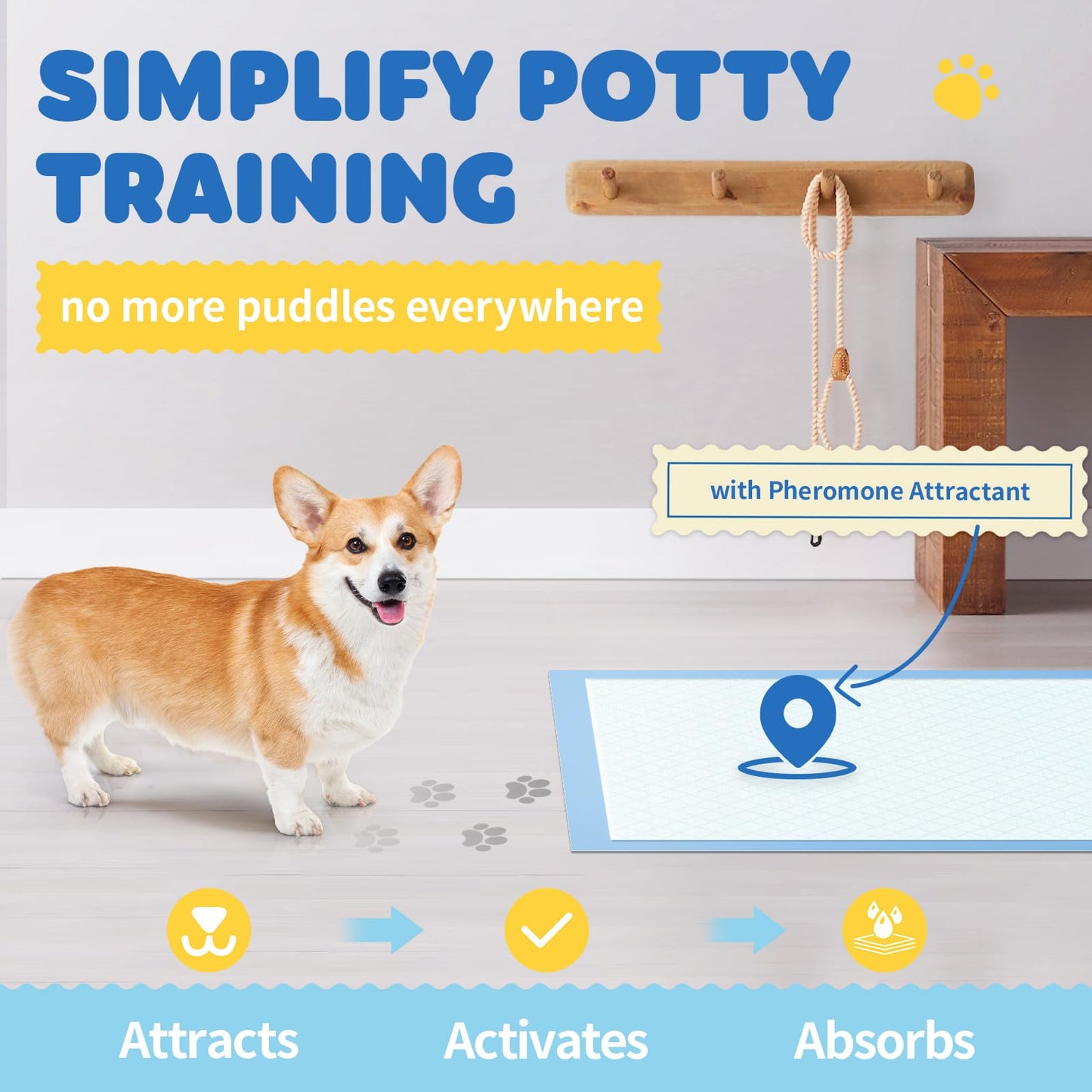 100-Pack X-Large Puppy Pads - 34'' x 28'' Pee Pads for Dogs Potty Training with Leak-Proof Quick-Dry Design, 6-Layer Dog Pads Extra Large, Blue