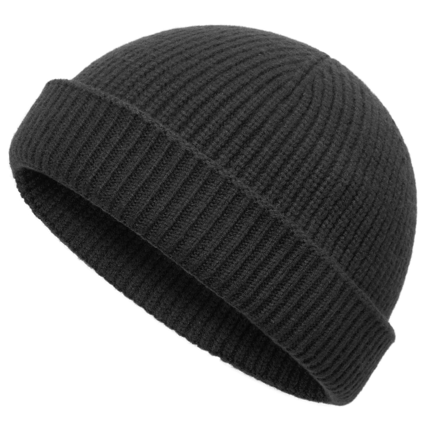 vidsel Thin Wool Fisherman Beanie Hat for Men Women Fall Winter,Short Knit Cuffed Fashion Trawler Skull Cap,Watch Cap