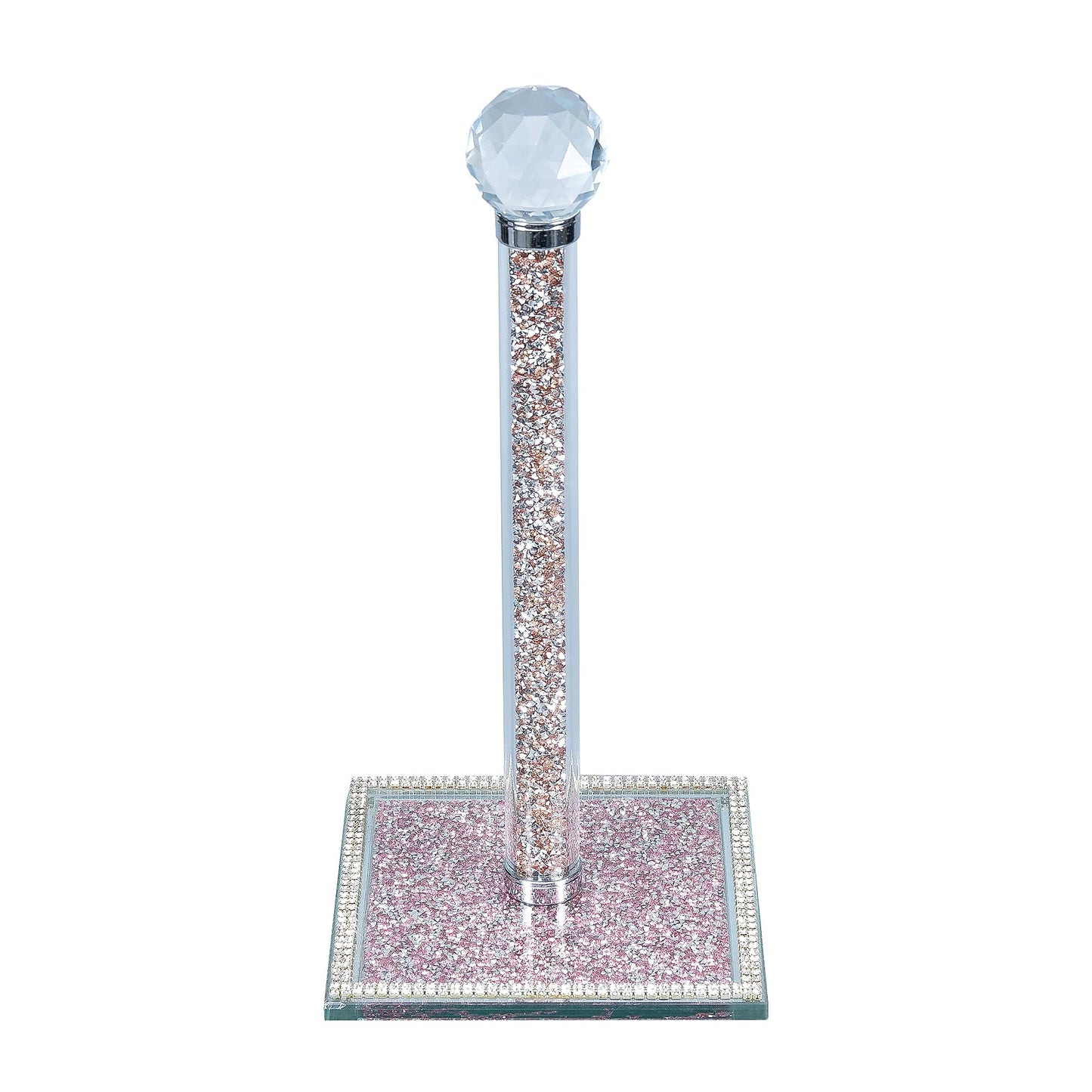 Hochance Gold Crystal Standing Paper Towel Roll Holder Countertop Weighted Rack,Glam Cute Bling Rhinestone Jeweled Diamonds Modern Decoration Christmas Housewarming Gifts for Kitchen Home Bar