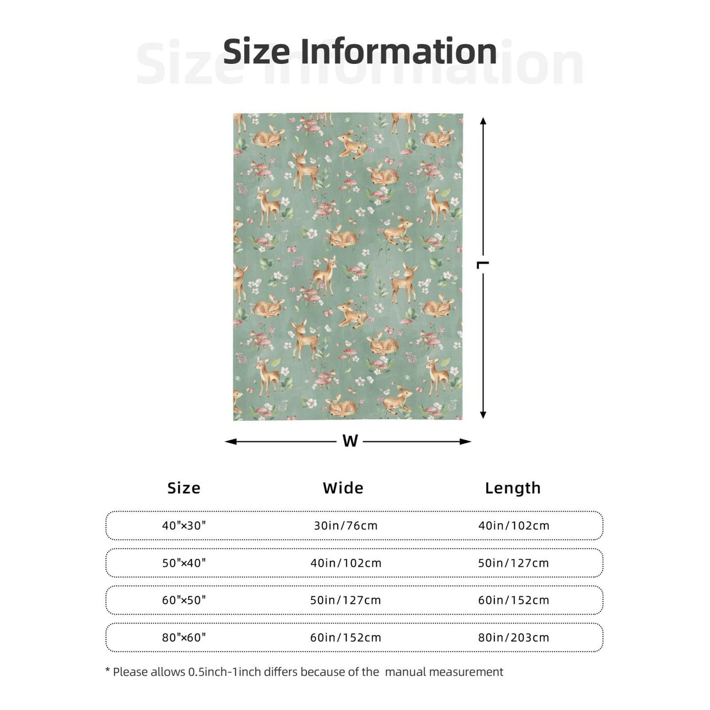 Jbofyee Deers Animal Throw Blankets All Season Ultra Soft Warm Cute Forest Fawn Fleece Blanket for Home Bed Sofa Couch Chair Outdoor Travel Camping 60x50 Inch