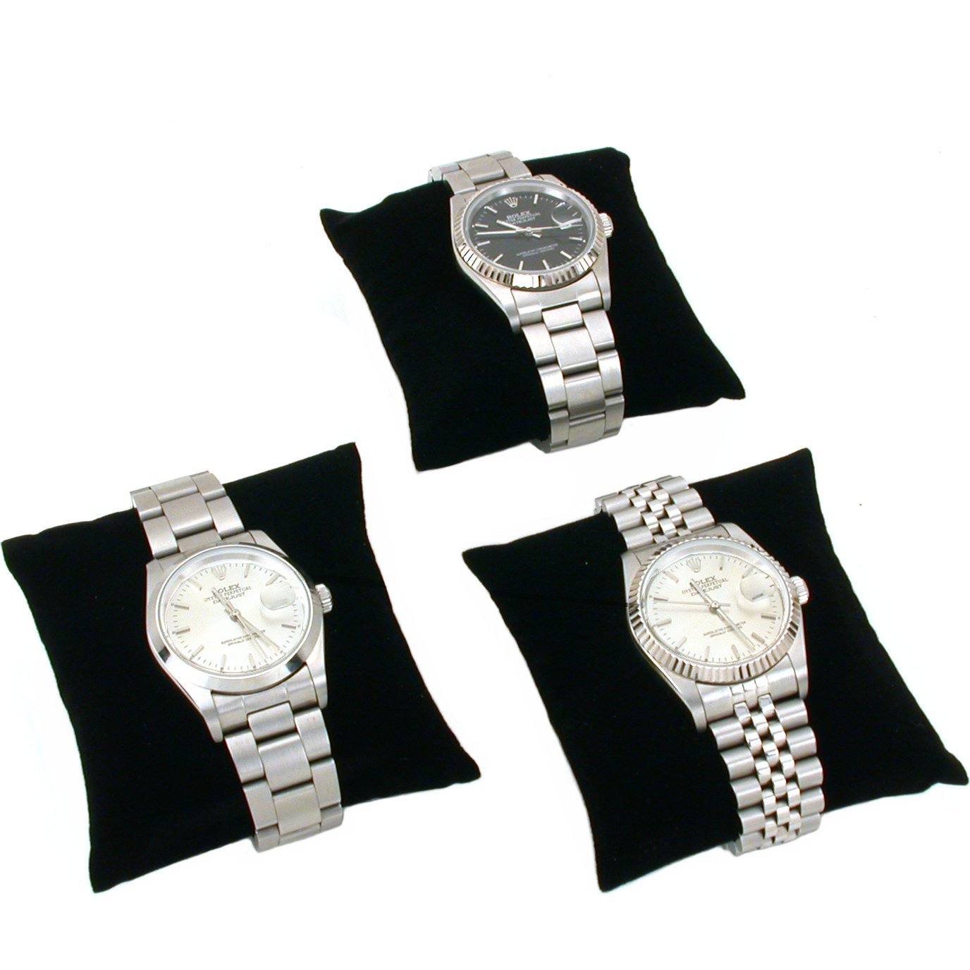 FindingKing 3 Black Velvet Watch & Bracelet Pillow Jewelry Displays