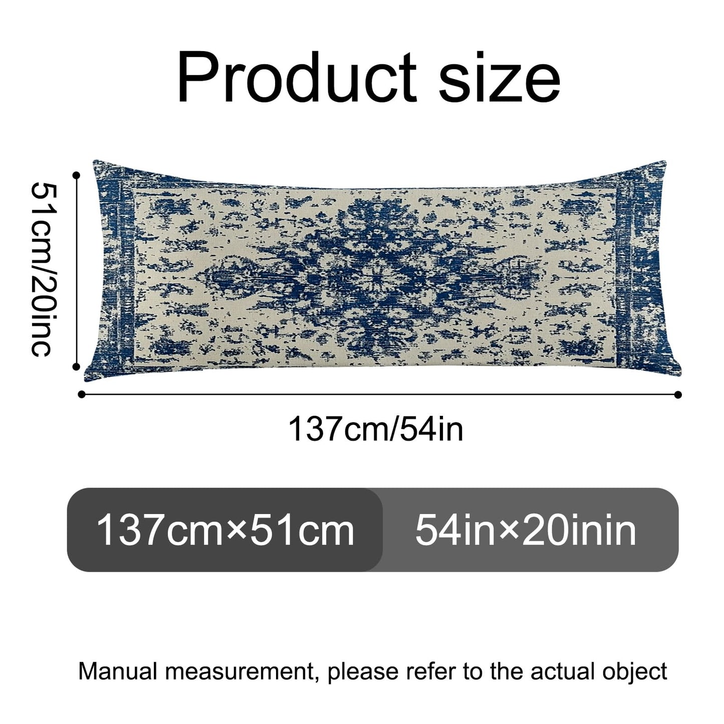 Miwasion Microfiber Body Pillow Cover with Hidden Zipper,Soft and Comfortable Fabric Body Pillow Cases,Lightweight and Breathable,The Size is 20"X 54" (Blue-Bohemian-15)
