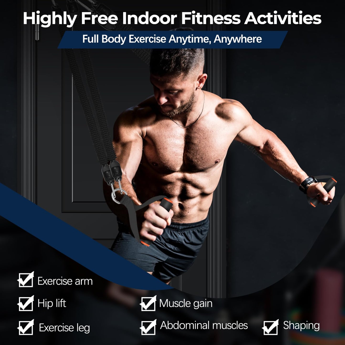 Awaiymi Pedal Resistance Band, Exercise Bands With Handles, Elastic Sit Up Pull Rope, Workout Equipment for Physical Therapy, Home Fitness, Strength Training With 8 Shape Fitness Band