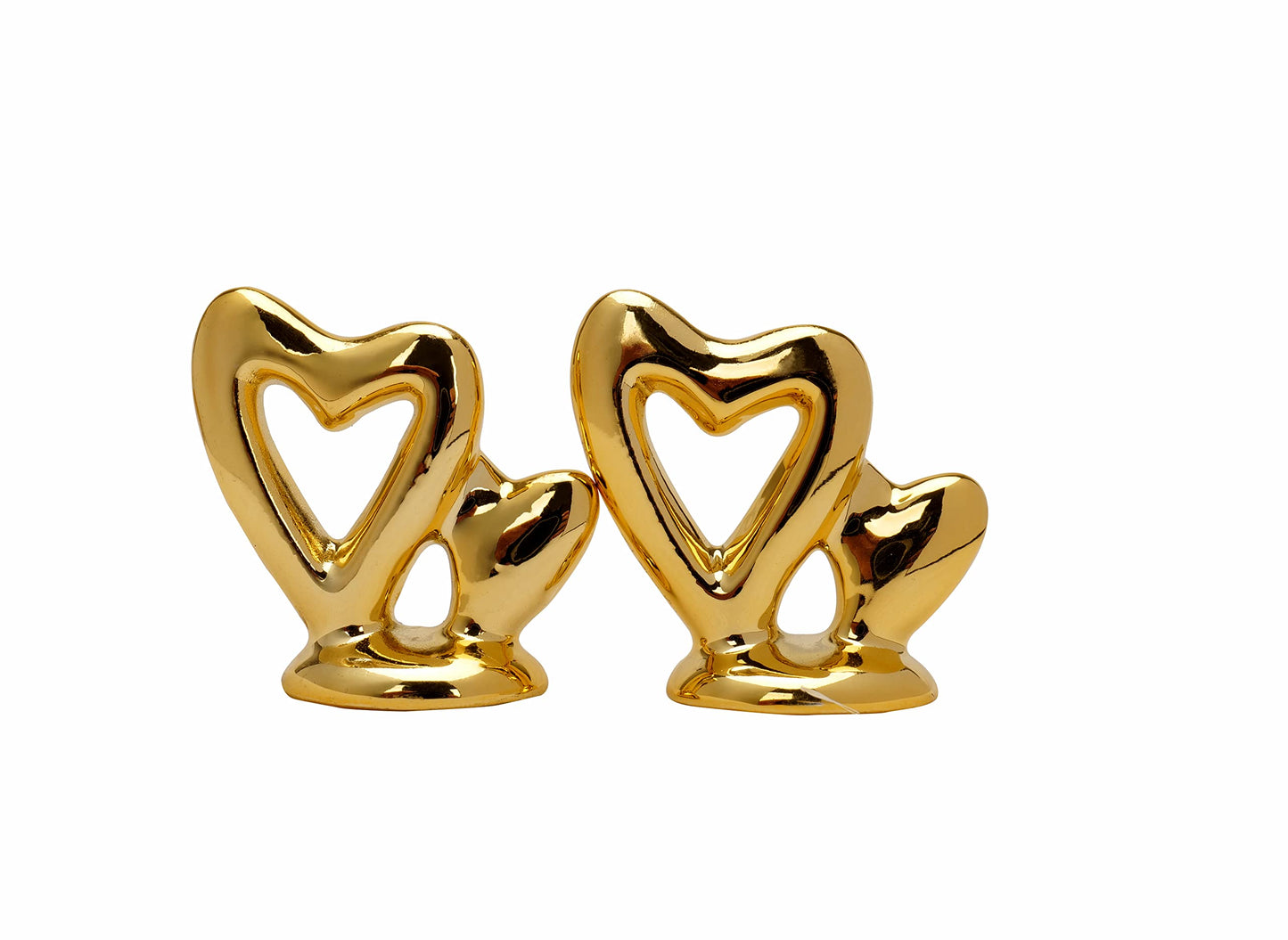 Dawbun Gold Small Animal Statue Heart Statue Decor Modern Style Ceramic Gold Heart Animal Figurines Statues for Home Decor Accents Living Room Office Table Bookshelf Desk Bedroom Decorative Objects