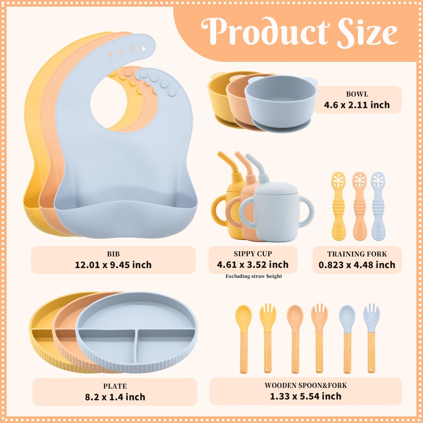 CHCC Silicone Baby Feeding Set 21 Pcs, Led Weaning Supplies, Baby Feeding EatincSupplies Set BPA Free, Essentialsfor Newborn Gift Mixed